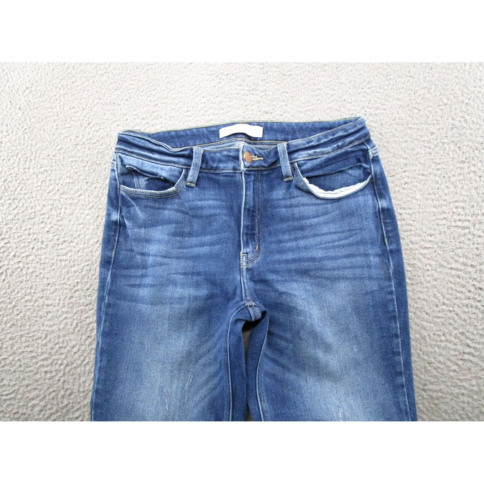 Vintage Kancan Jeans Women's Size 29 Distressed Stretch Denim Ankle Blue 5-Pocket Shirt? Size 29" - 3 Thumbnail