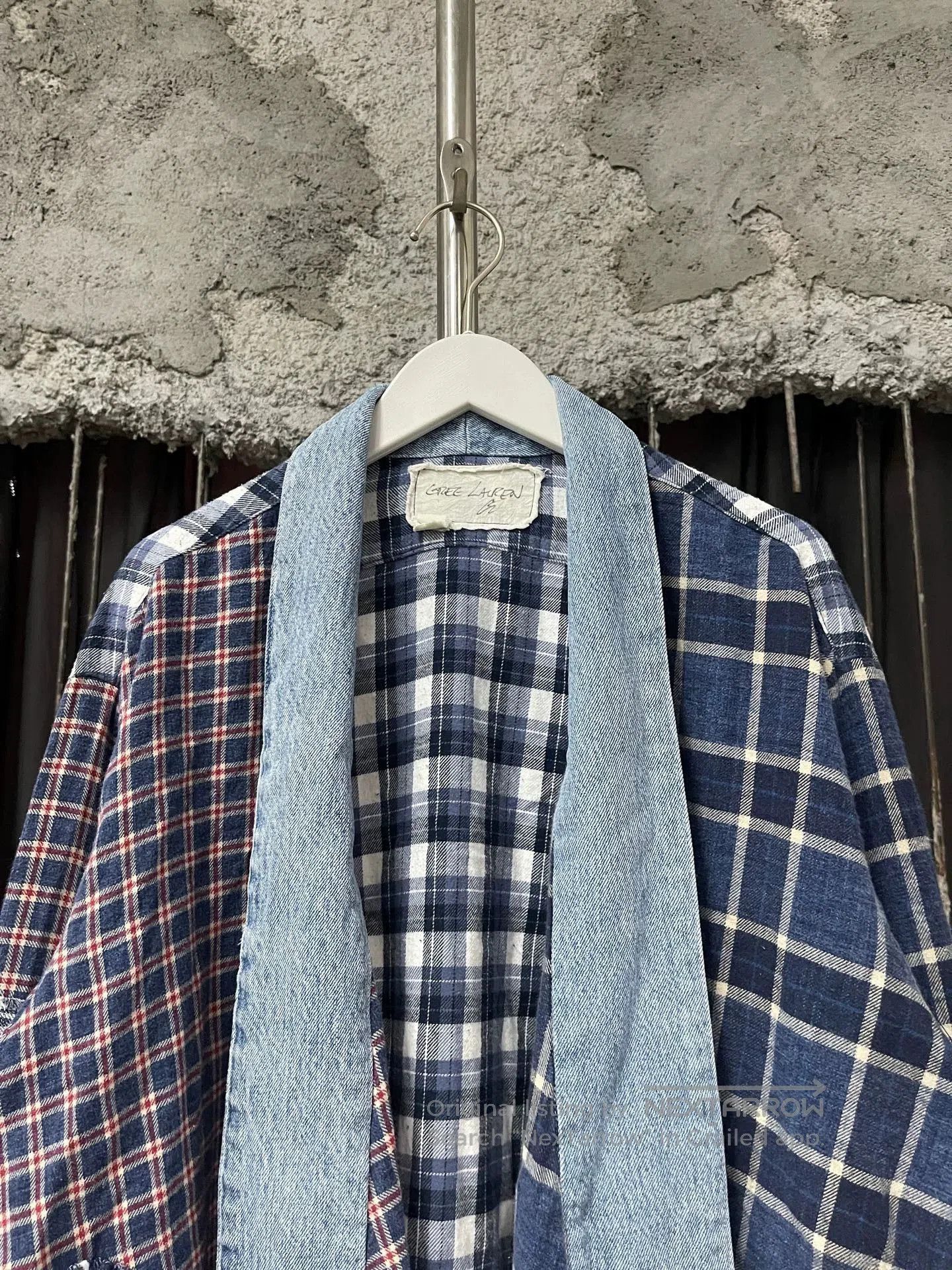 Greg Lauren Blue Patchwork Plaid Button-Up Shirt Size L. Size US L / EU 52-54 / 3 - 3 Thumbnail