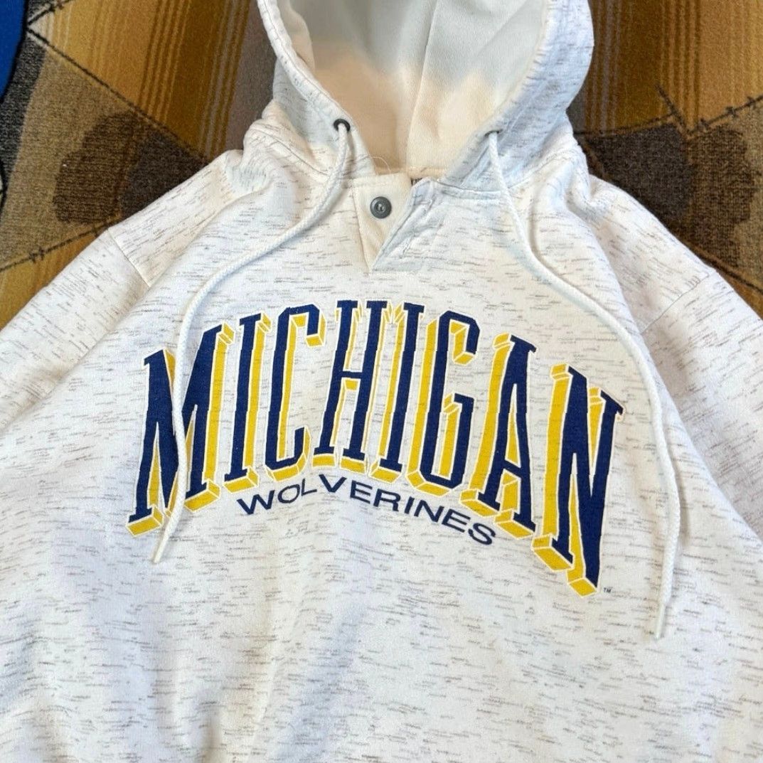 Vintage VINTAGE 90s University Of Michigan Wolverines Hoodie Sweatshirt Women L Gray Pullover Size L / US 10 / IT 46 - 2 Thumbnail