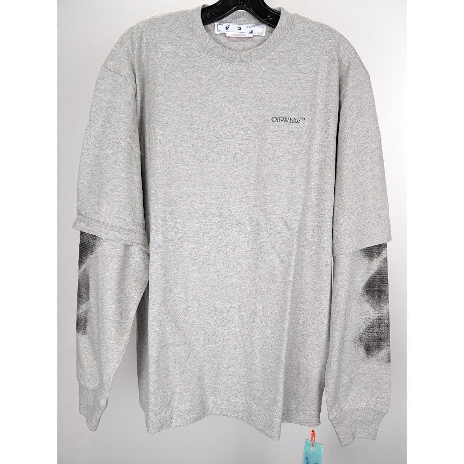 Off-White o1rshd1 Q:2 / DUP /Jumbo Arrow Double L/S Tee Shirt in Grey Size US XL / EU 56 / 4 - 2 Thumbnail