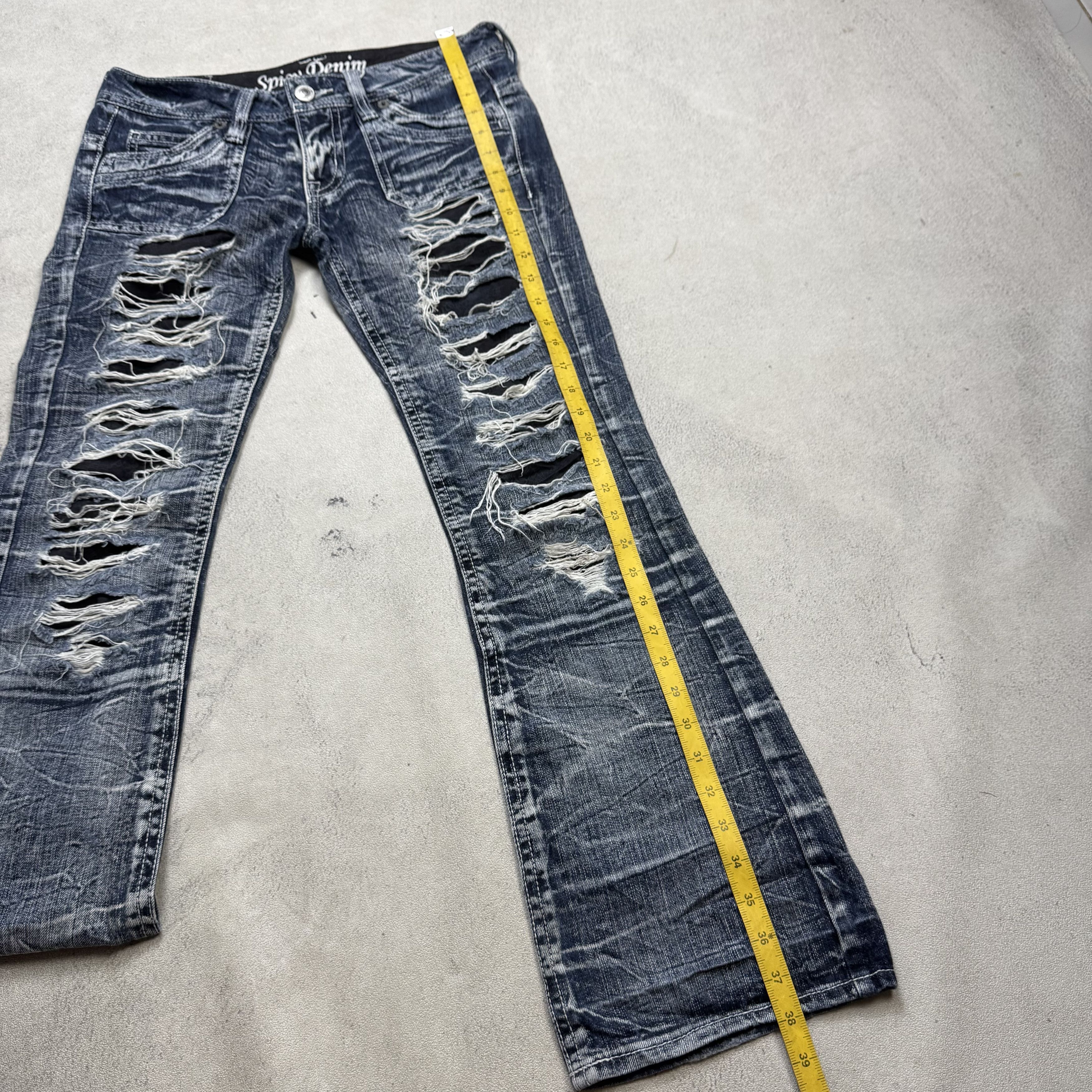 Japanese Brand Spicy Denim Flare Distressed Jeans Low Rise Size US 32 / EU 48 - 12 Thumbnail