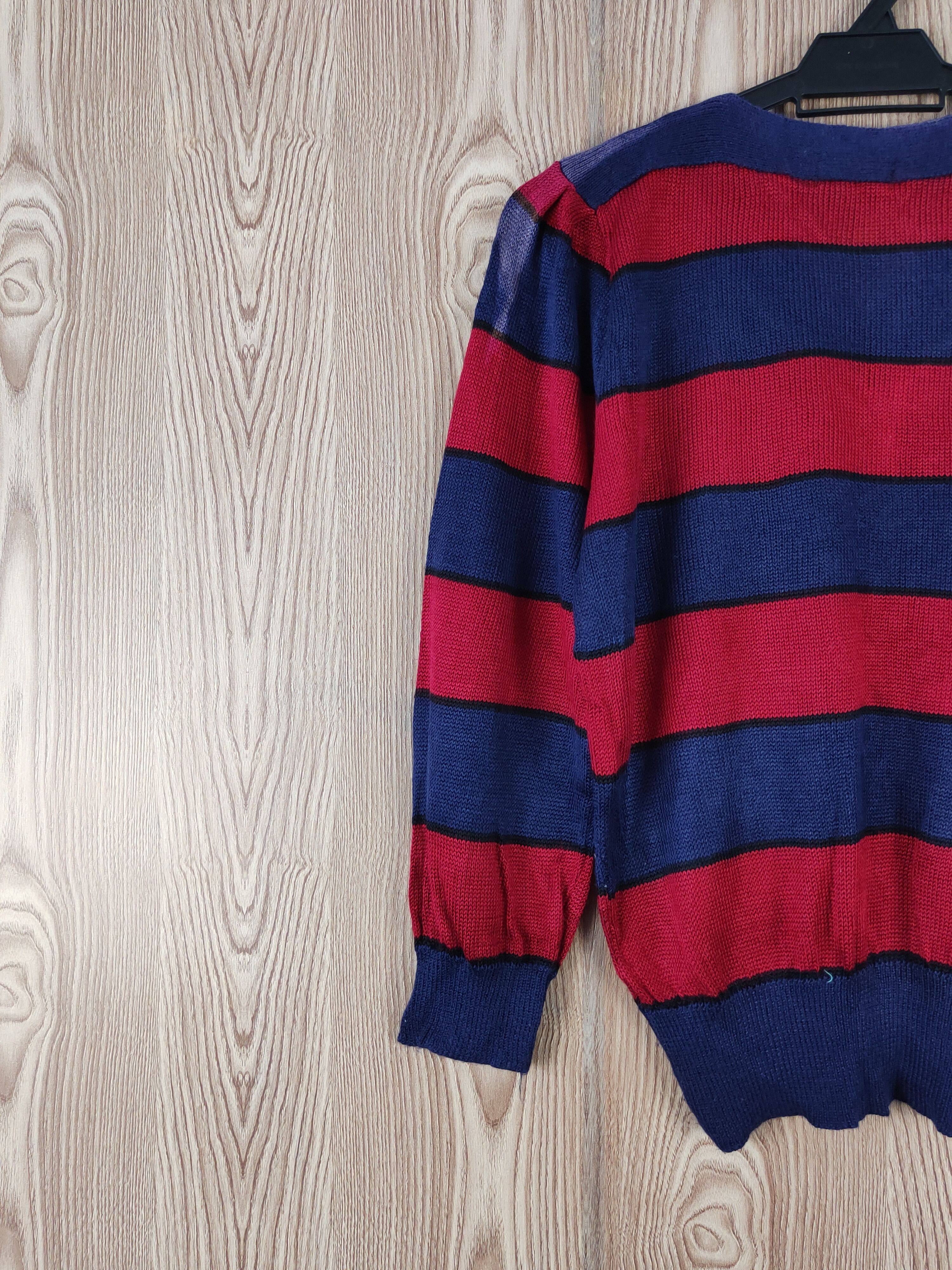 Homespun Knitwear × Solid and Striped × Vintage Smilly Navy Red Stripe Knitwear cardigan like cobain #W816 Size M / US 6-8 / IT 42-44 - 8 Thumbnail