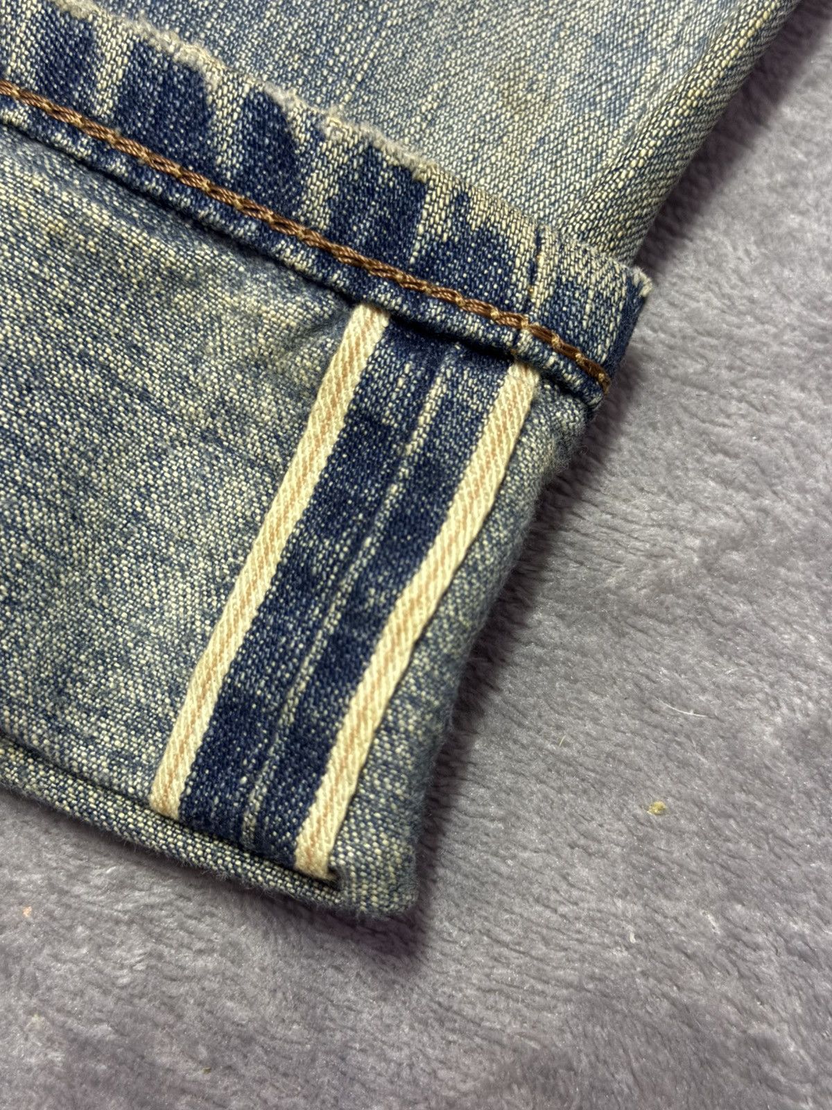 Edwin × Japanese Brand × Vintage Edwin 505 Mud Wash Selvedge Red Line Loose Straight Jeans Size US 31 - 19 Thumbnail