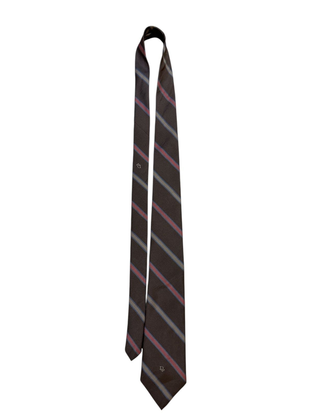 Christian Dior Monsieur Christian Dior Vintage Silk-Blend Diagonal Striped Tie Size ONE SIZE - 2 Thumbnail