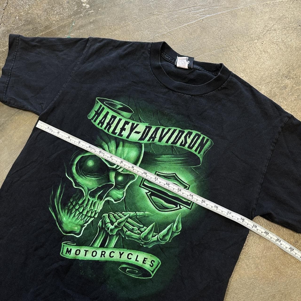 Harley Davidson × Vintage Y2K Harley Davidson Skull Shirt Black and Green Medium Size US M / EU 48-50 / 2 - 6 Thumbnail
