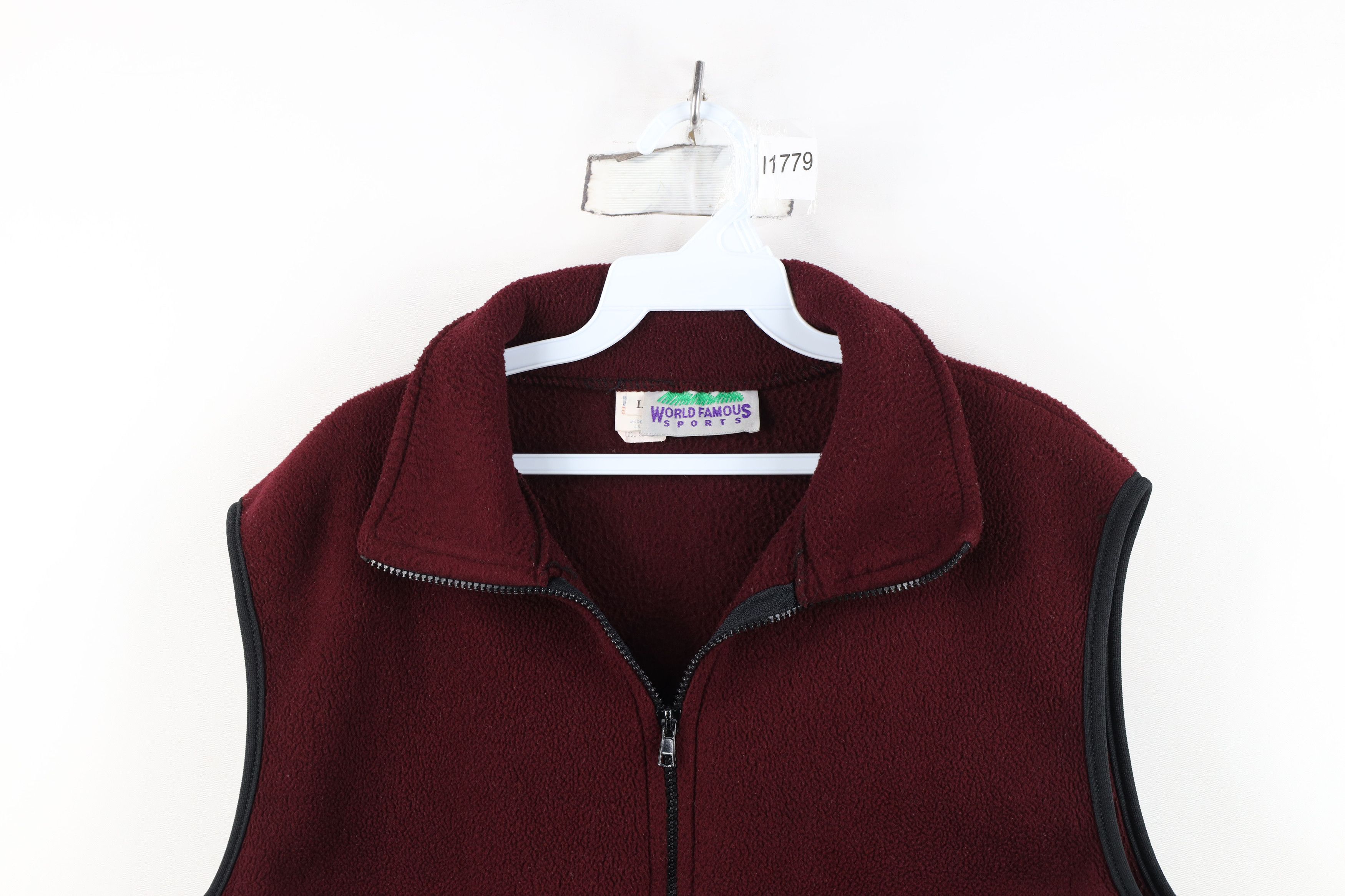 Vintage Vintage 90s Streetwear Full Zip Vest Jacket Burgundy USA Size US L / EU 52-54 / 3 - 2 Thumbnail