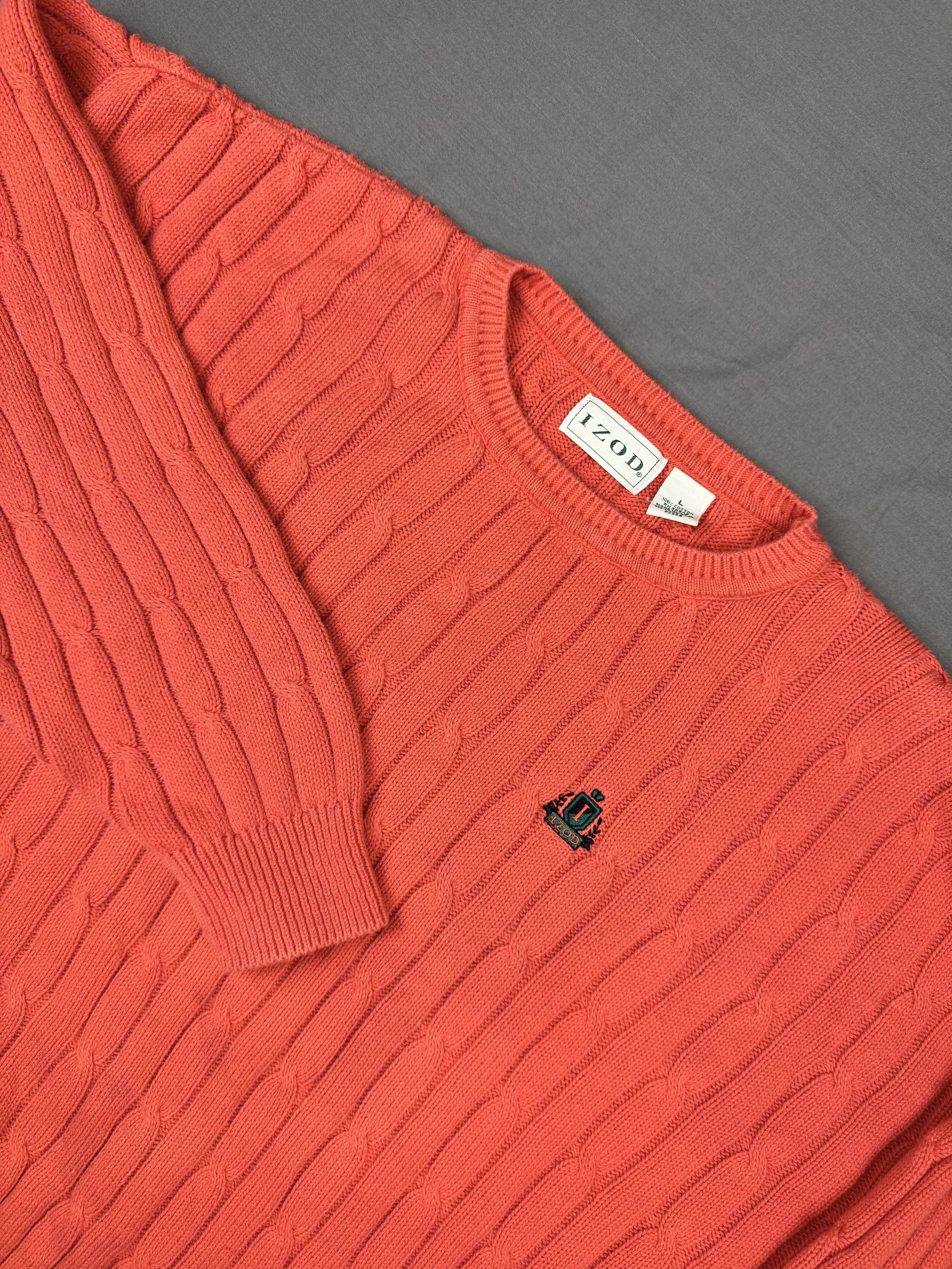 Izod IZOD Sweater Cable Knit Logo Pullover Crewneck Cotton Size US L / EU 52-54 / 3 - 1 Thumbnail
