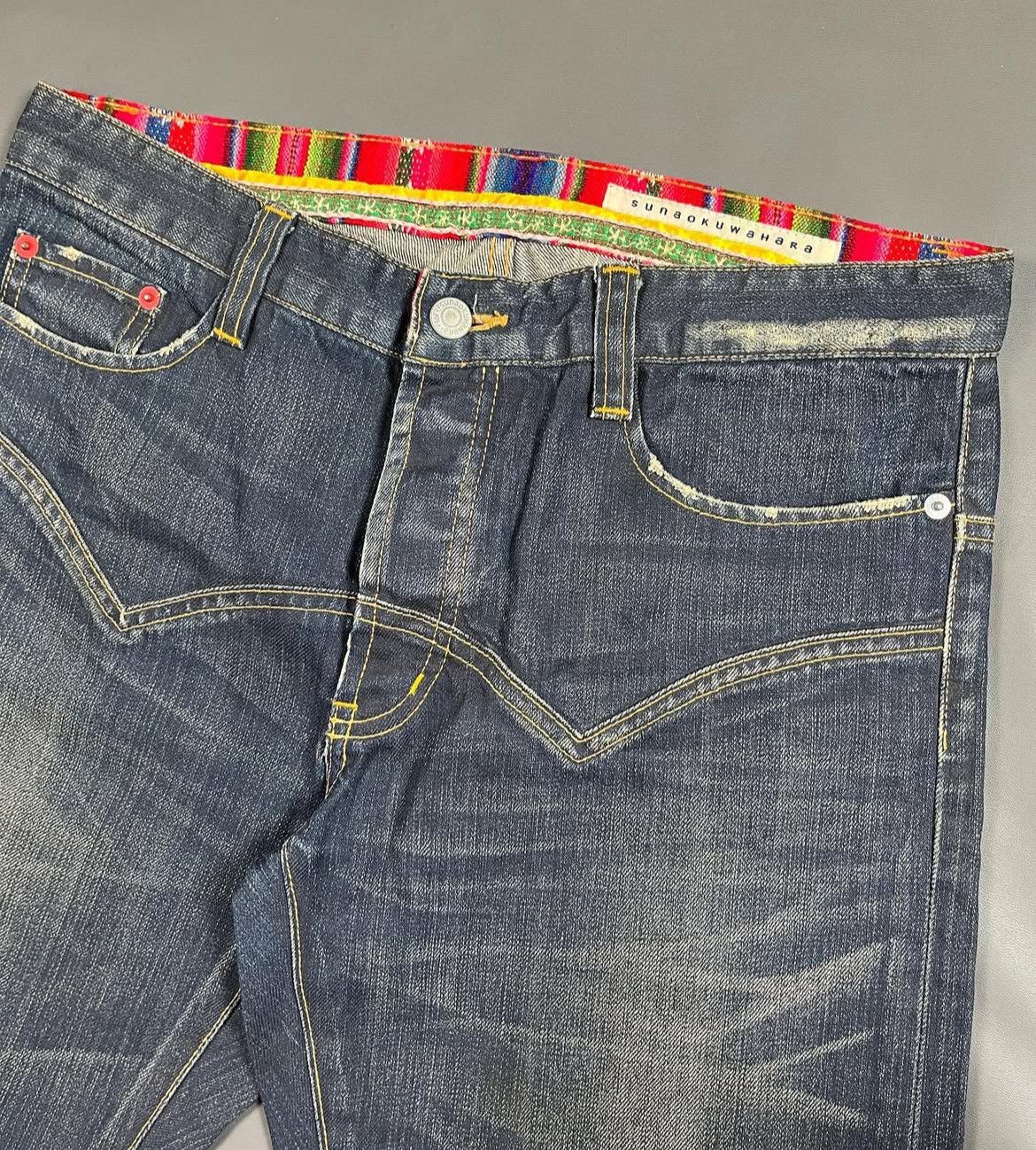 Issey Miyake 2000s Sunaokuwahara Distressed Western Wash Jeans y2k Lgb Size US 33 - 4 Thumbnail