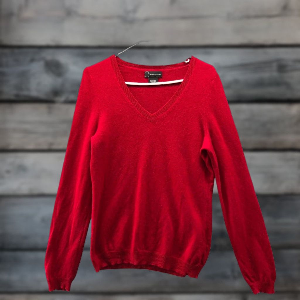 Bloomingdale's VINTAGE? No. C By Bloomingdales 100% Cashmere Sweater Womens L Red V-Neck Pullover Size L / US 10 / IT 46 - 1 Thumbnail