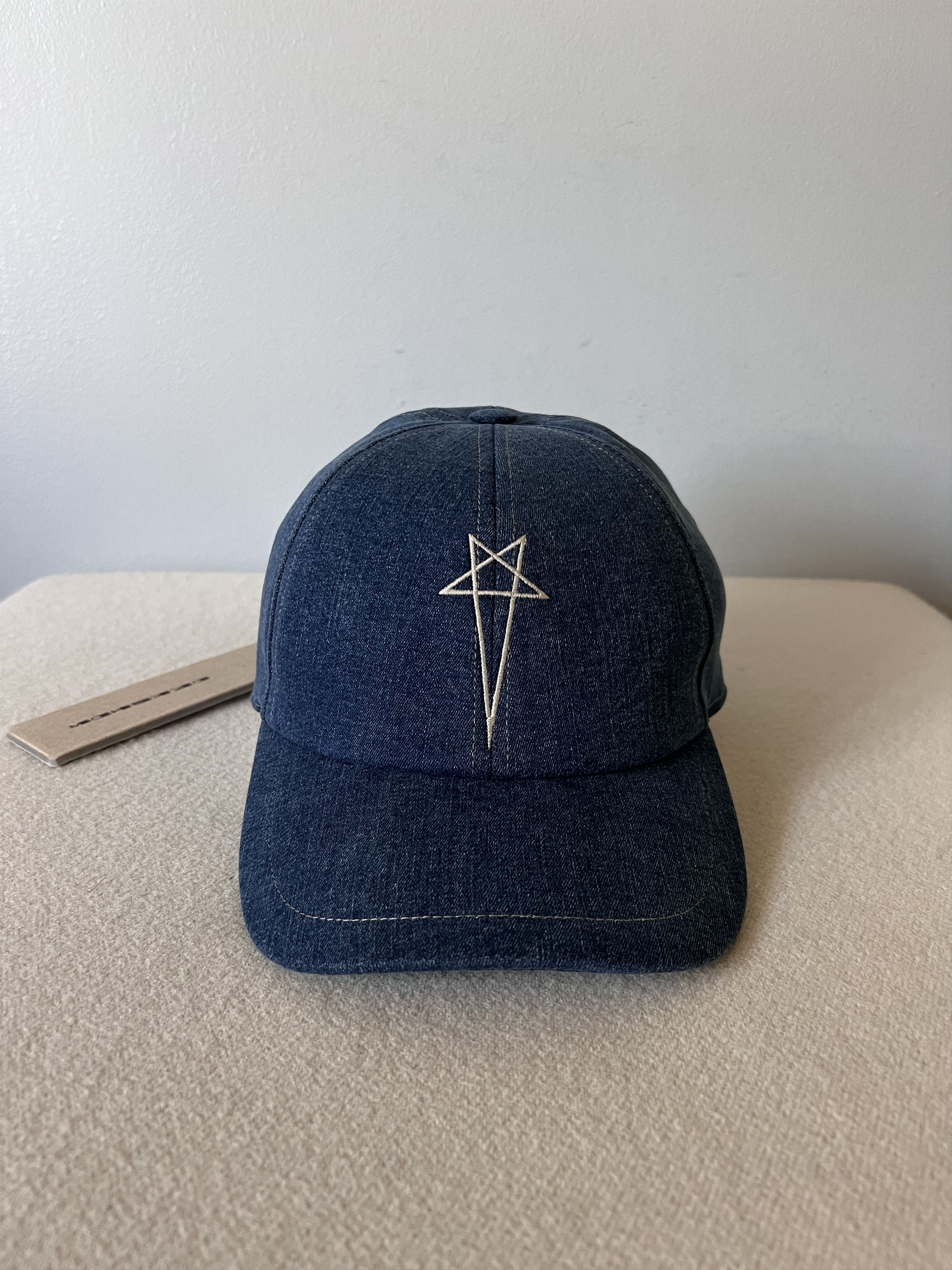 Rick Owens Drkshdw Rick Owens DRKSHDW Pentagram Baseball Cap in Washed Indigo Size ONE SIZE - 1 Thumbnail