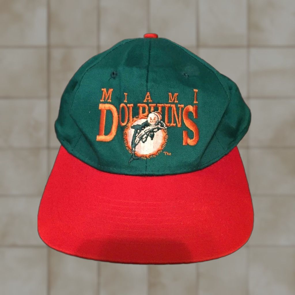 Sports Specialties VINTAGE Miami Dolphins AJD Green Orange 90s Snapback Hat Rare - Sports Specialties Baseball Cap Men's Adjustable Cotton White 90s Theme Genders: Mens Size ONE SIZE - 1 Thumbnail