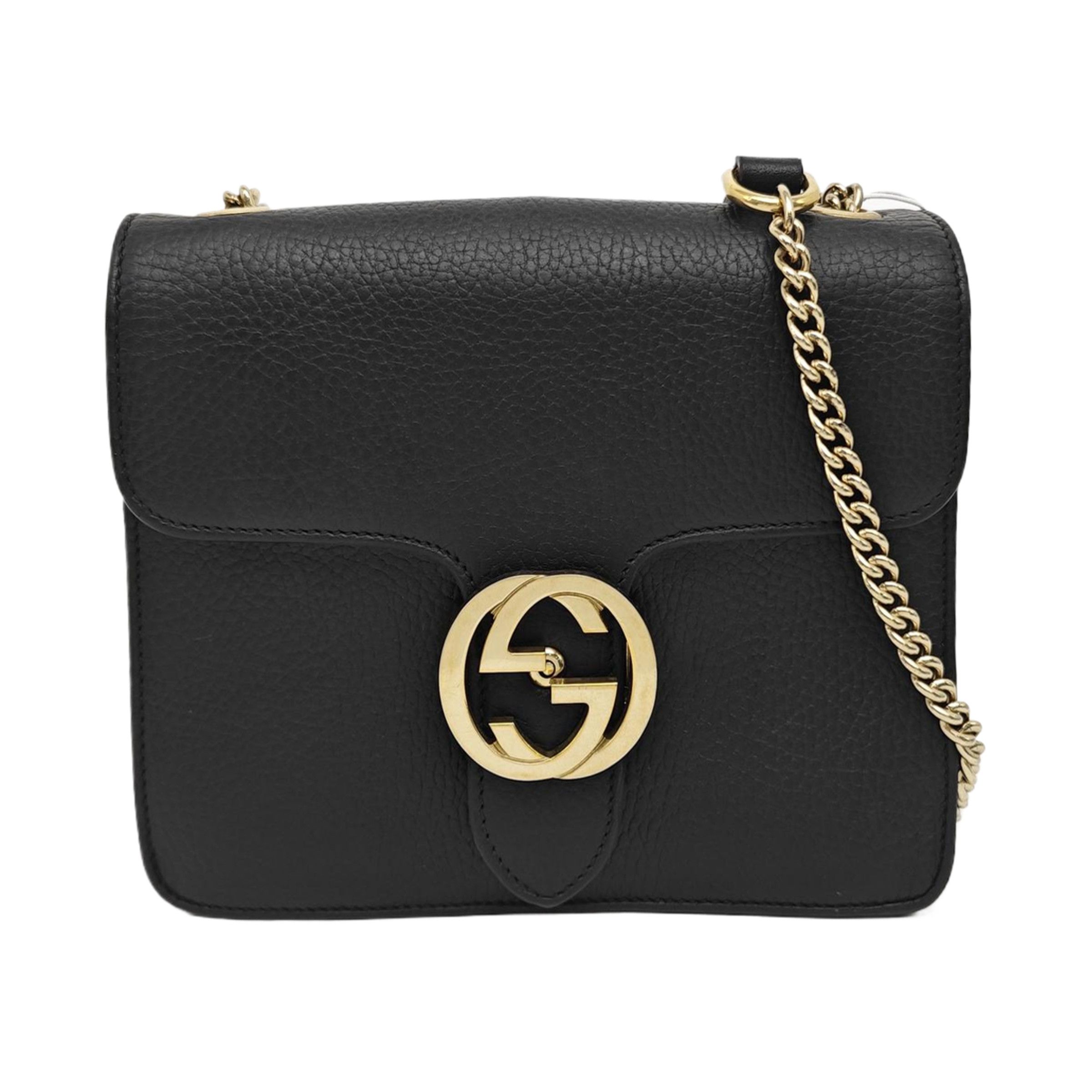 Gucci Gucci Interlocking G Leather Shoulder Bag Black Size ONE SIZE - 1 Thumbnail