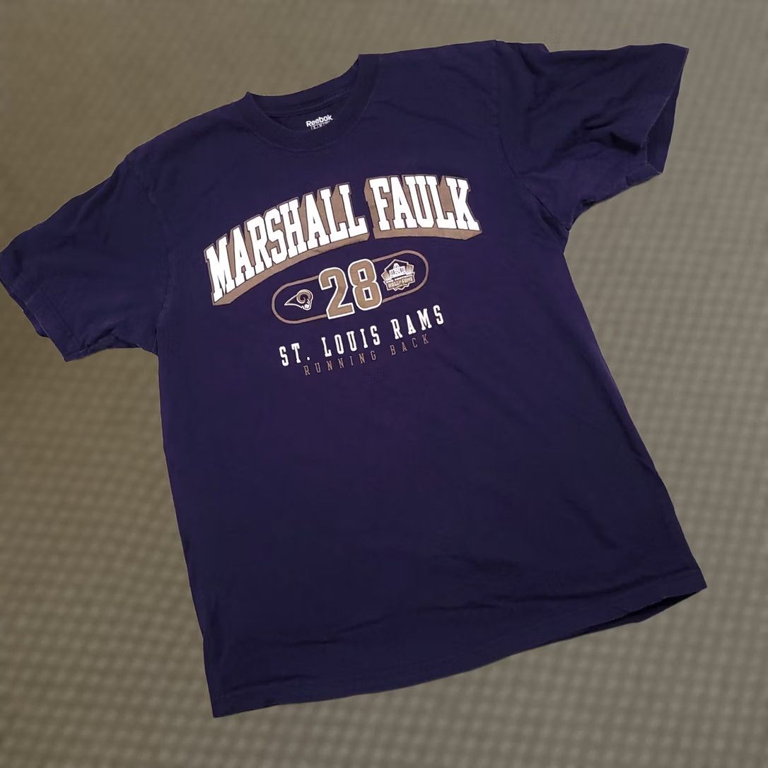 Reebok Reebok NFL Marshall Faulk Hall of Fame Tee Shirt Navy Mens XL #28 STL Rams Size US XL / EU 56 / 4 - 1 Thumbnail