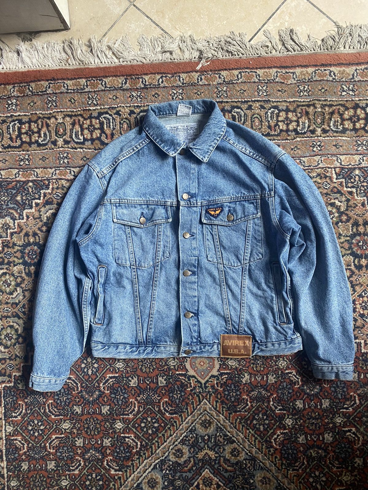 image of Avirex Denim Jacket 90's in Blue, Men's (Size Large)