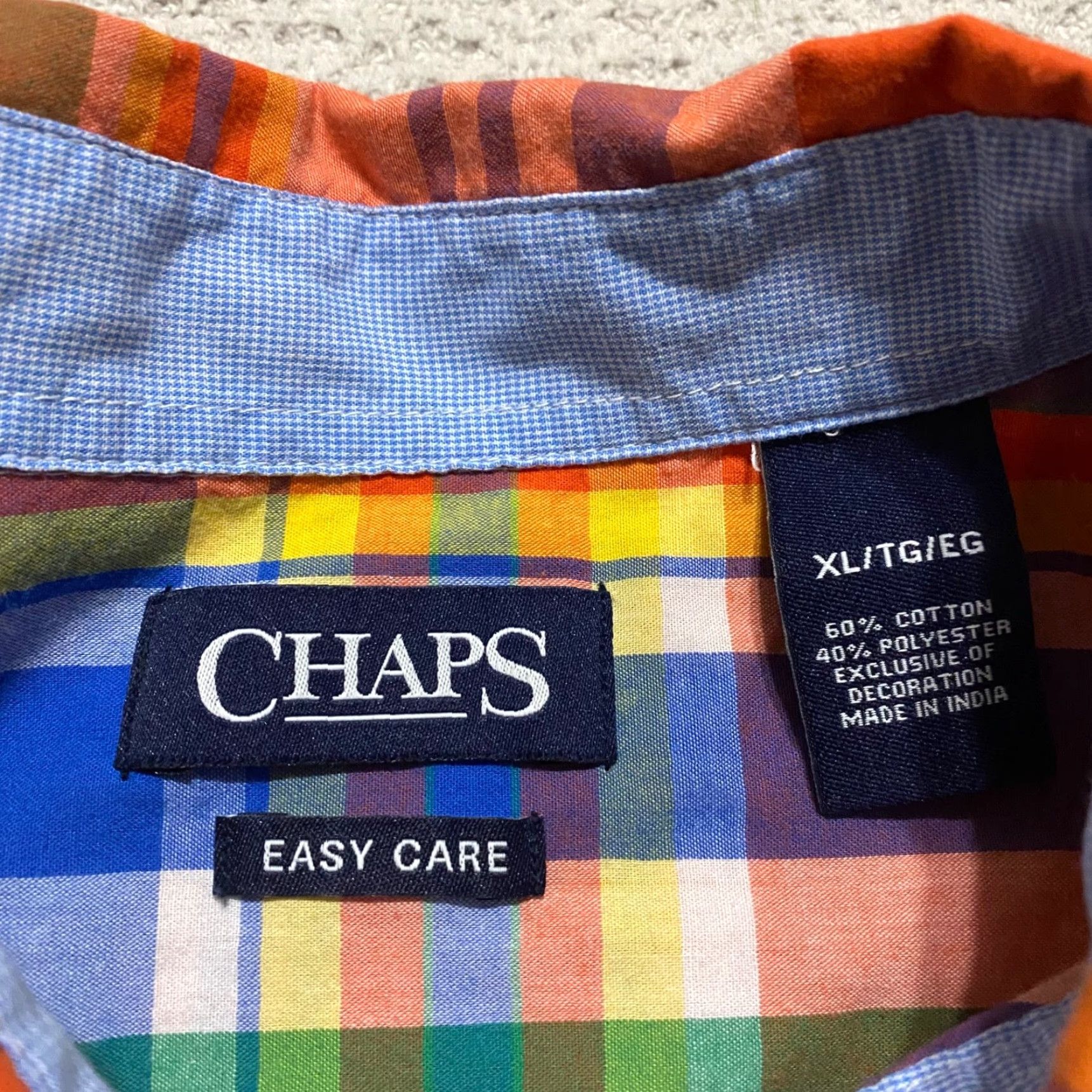 Chaps Chaps Ralph Lauren Mens XL Button-Down Shirt Multicolor Plaid Short Sleeve, Casual, Travel, Business, Cotton Polyester, Easy Care, Regular Fit Size US XL / EU 56 / 4 - 5 Thumbnail