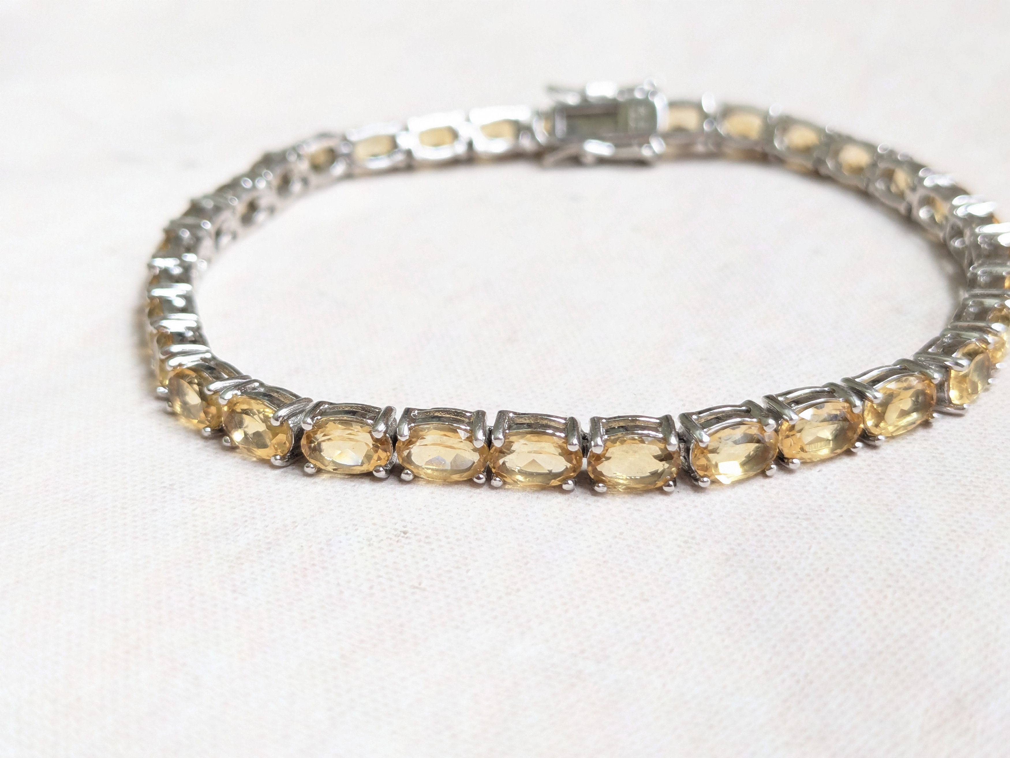 Sterling Silver Sterling Silver Tennis Bracelet Yellow Citrine Oval 8 Size ONE SIZE - 3 Thumbnail