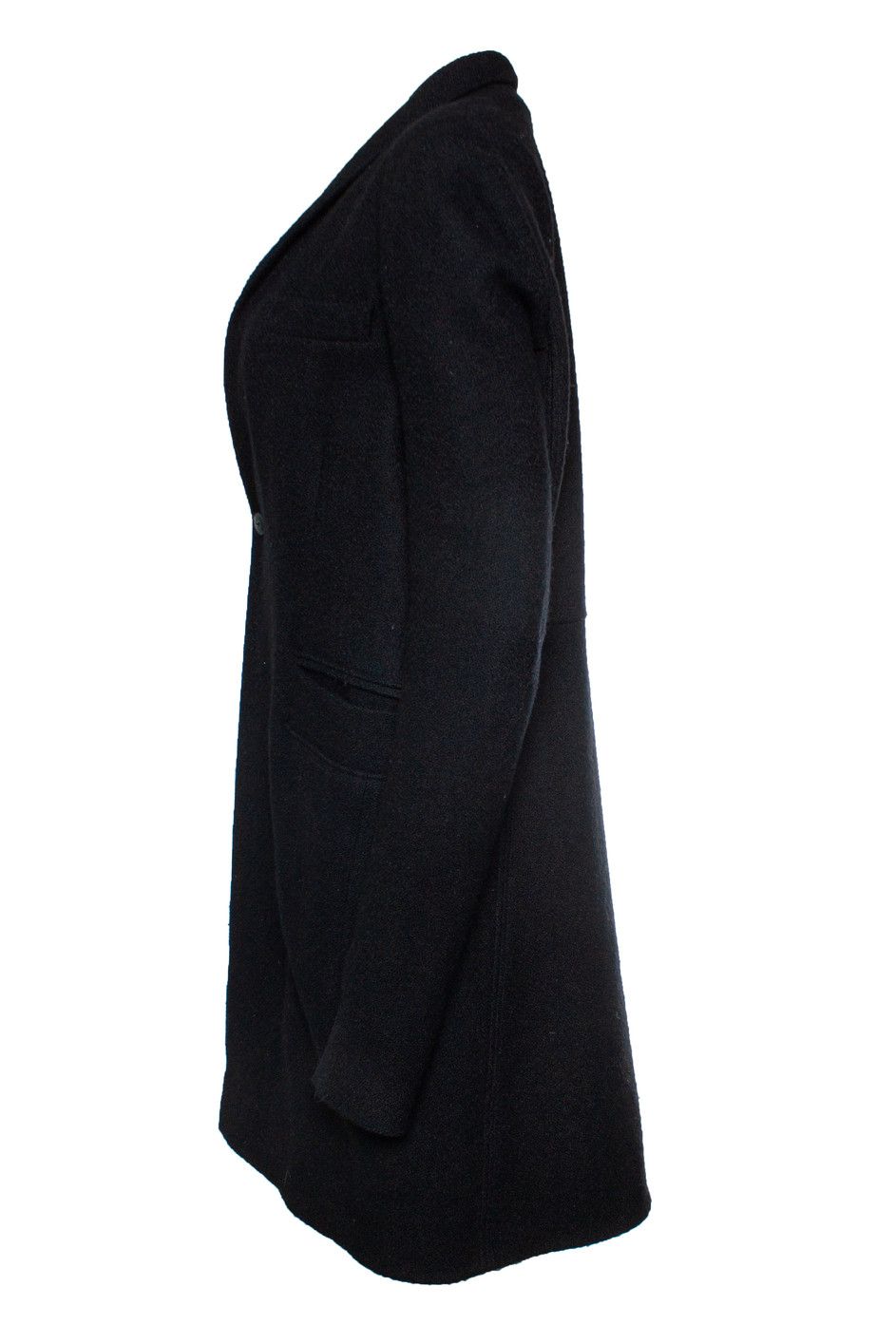 Rick Owens Rick Owens, Black wool minimalist overcoat Size XL / US 12-14 / IT 48-50 - 3 Thumbnail
