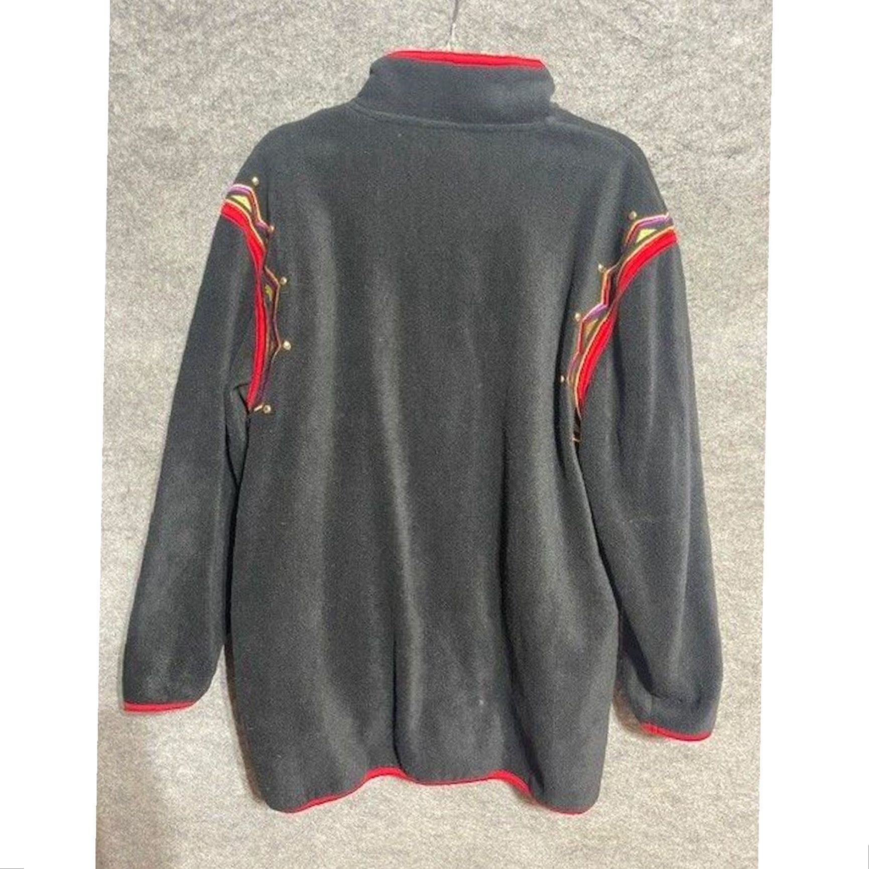 Bob Mackie VINTAGE Bob Mackie Wearable Art Fleece Jacket S Women's S Black Geometric Zip Pockets Mid-Length Casual Travel Workwear Art Classic Outdoor Preppy Size S / US 4 / IT 40 - 2 Thumbnail