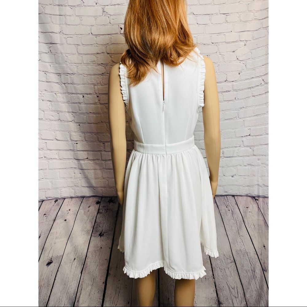 Kate Spade Kate Spade Ruffle Trim Fit & Flare White Dress Size 4 Size S / US 4 / IT 40 - 4 Thumbnail