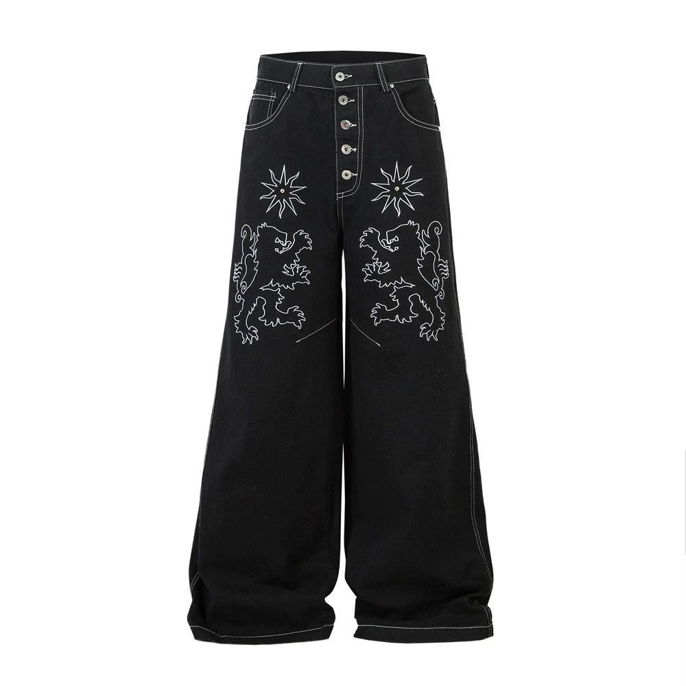 Vintage Men's hippie trend sun-embroidered flared jeans Size US 32 / EU 48 - 1 Thumbnail