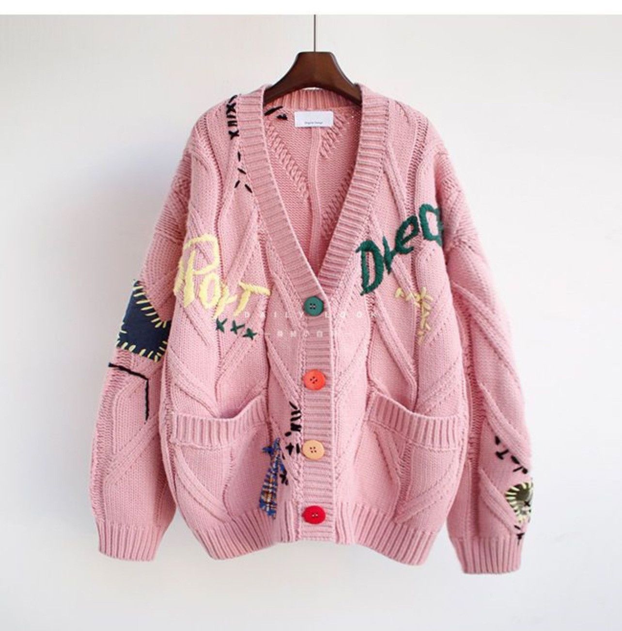 Japanese Brand New Pocket Embroidery Fashion Knit Cardigans Size M / US 6-8 / IT 42-44 - 1 Thumbnail
