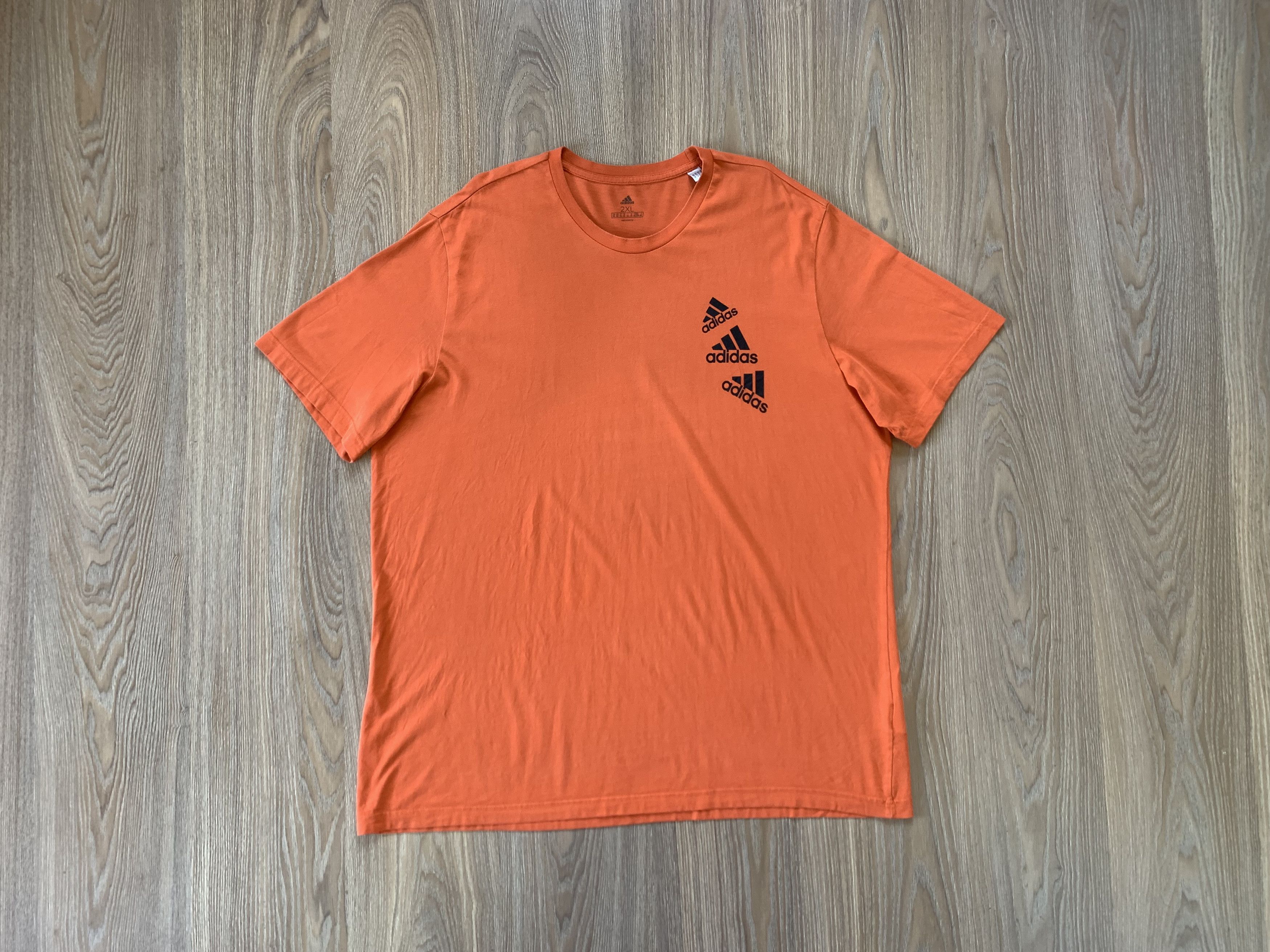 Adidas Adidas Cotton 3 Logo Orange T-Shirt Size US XXL / EU 58 / 5 - 1 Thumbnail