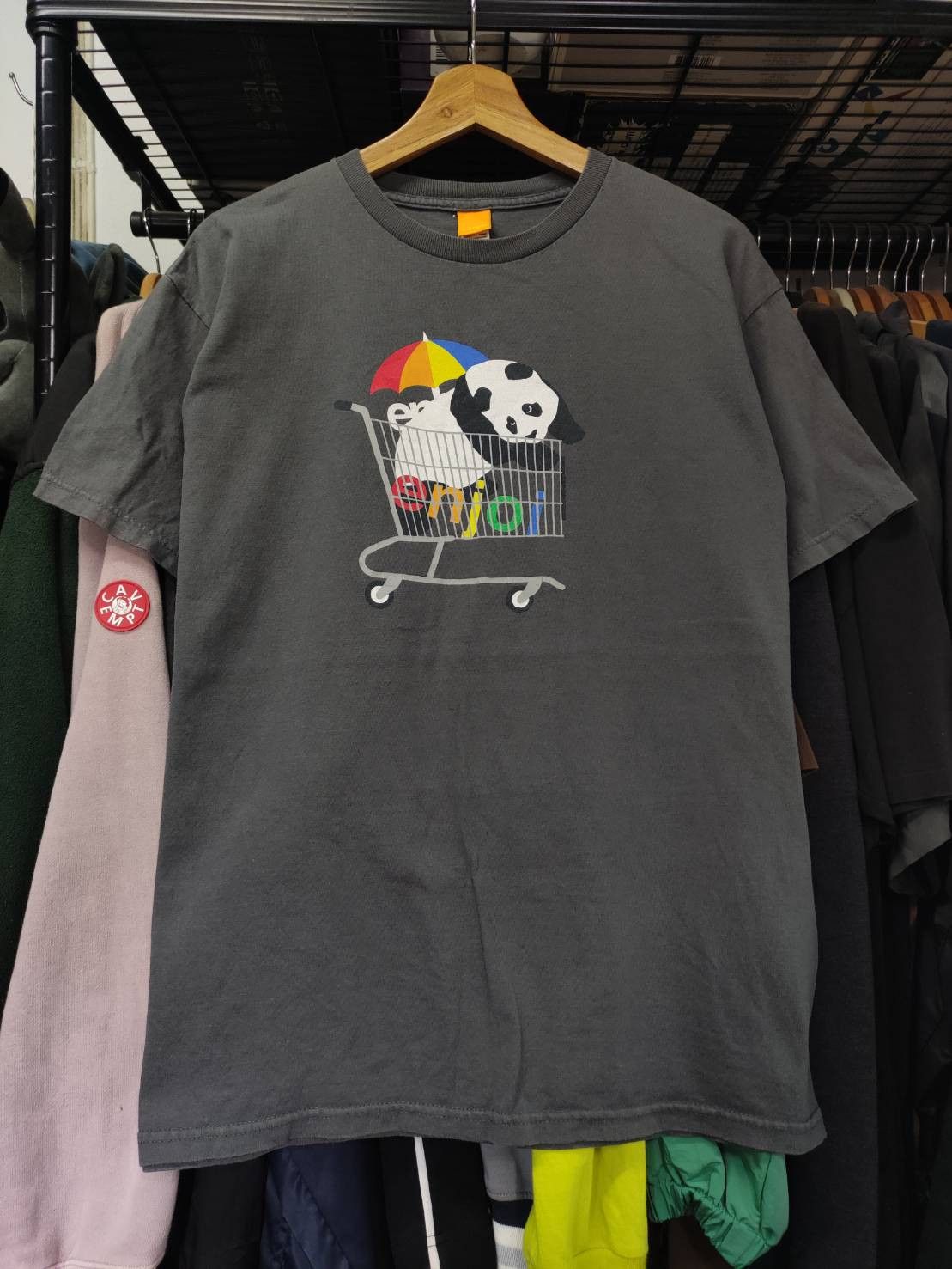Enjoi Vtg 00's Enjoi Skateboards " Panda Shopping Cart " T-Shirt Size US M / EU 48-50 / 2 - 2 Thumbnail