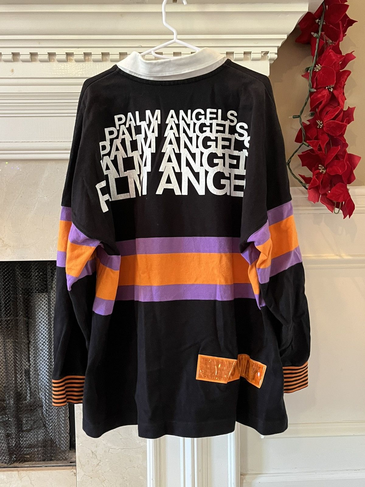 Palm Angels Palm Angels black rugby shirt w orange & purple stripes Size US M / EU 48-50 / 2 - 2 Thumbnail