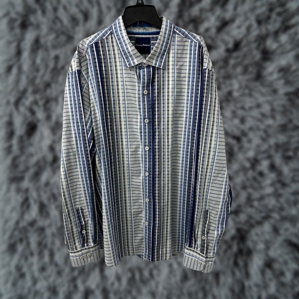 Tommy Bahama Tommy Bahama Shirt Mens 2XL Blue Striped 100% Pima Cotton Button-Down L/S Size US XXL / EU 58 / 5 - 1 Thumbnail
