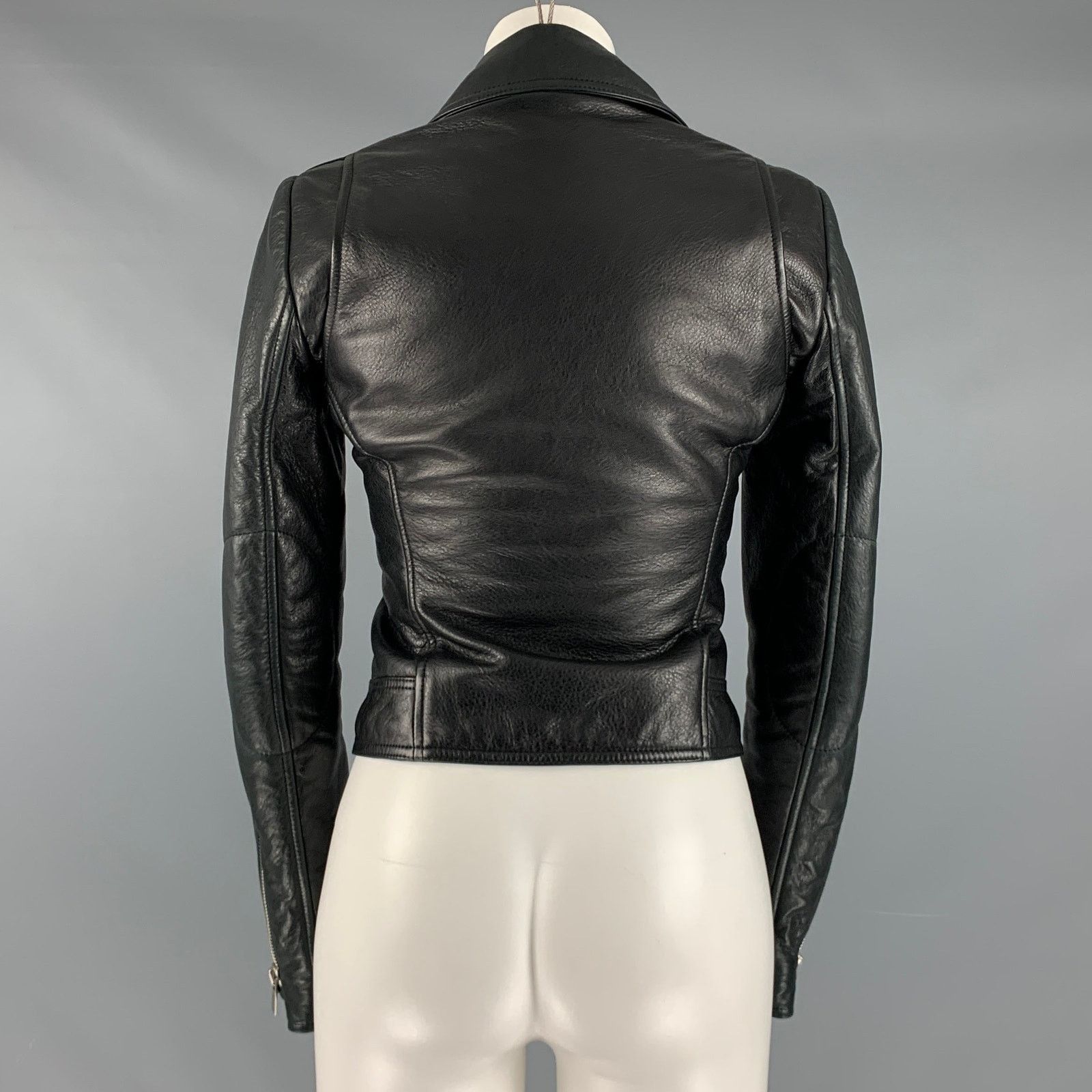 Balenciaga BALENCIAGA Size 4 Black Leather Lamb Skin Motorcycle Jacket Size XS / US 0-2 / IT 36-38 - 3 Thumbnail