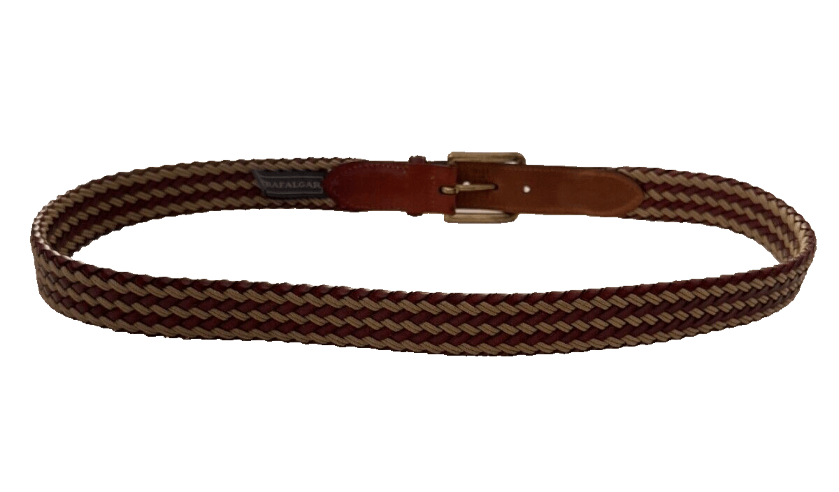 Trafalgar Trafalgar Mens 36 Woven Belt Brown Leather Jute Rope Brass Size 36 - 5 Thumbnail