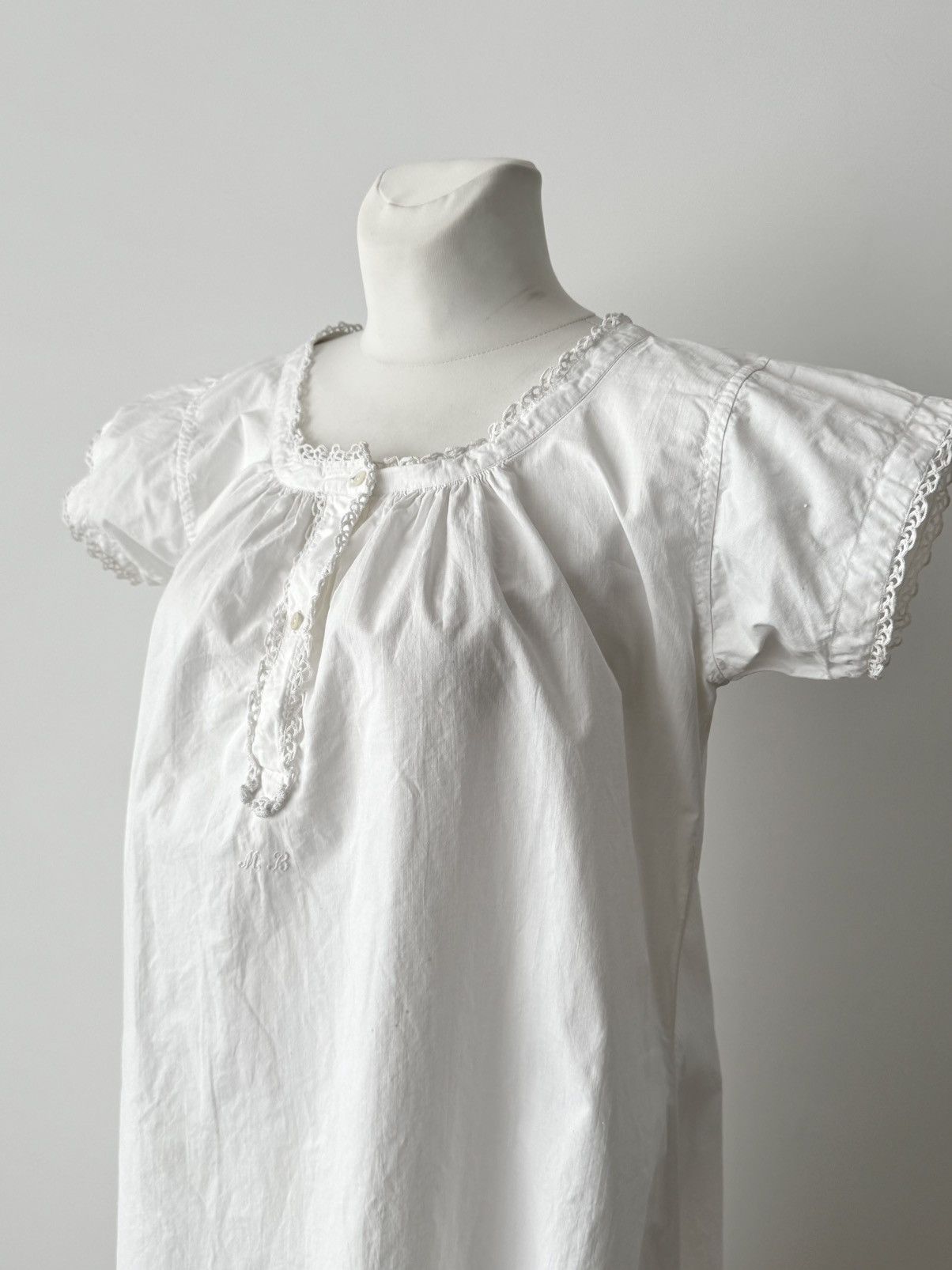 Other ≈1930s European Women’s White Night Gown Size M / US 6-8 / IT 42-44 - 2 Thumbnail