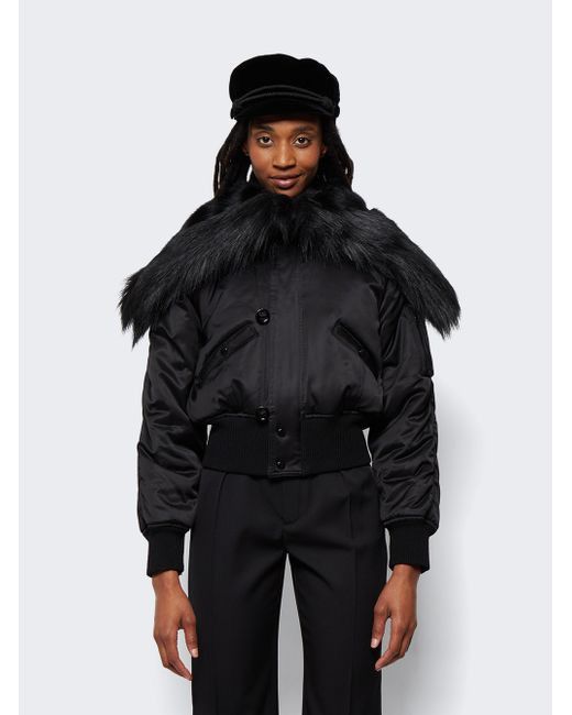 Saint Laurent Paris Bomber Jacket in Satin and Animal-free fur Size XS / US 0-2 / IT 36-38 - 1 Thumbnail