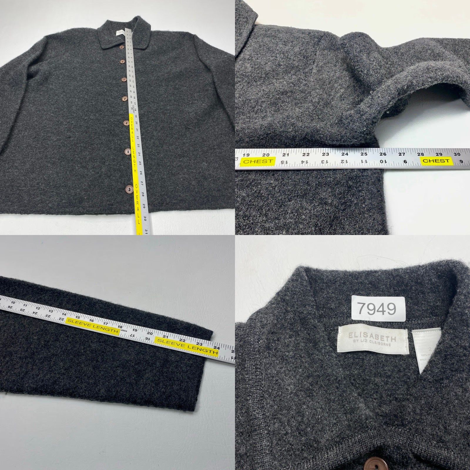 Liz Claiborne VINTAGE Liz Claiborne Elisabeth 100% Wool Jacket Gray Button Up Oversize Women's Size 2 Size XS / US 0-2 / IT 36-38 - 8 Thumbnail