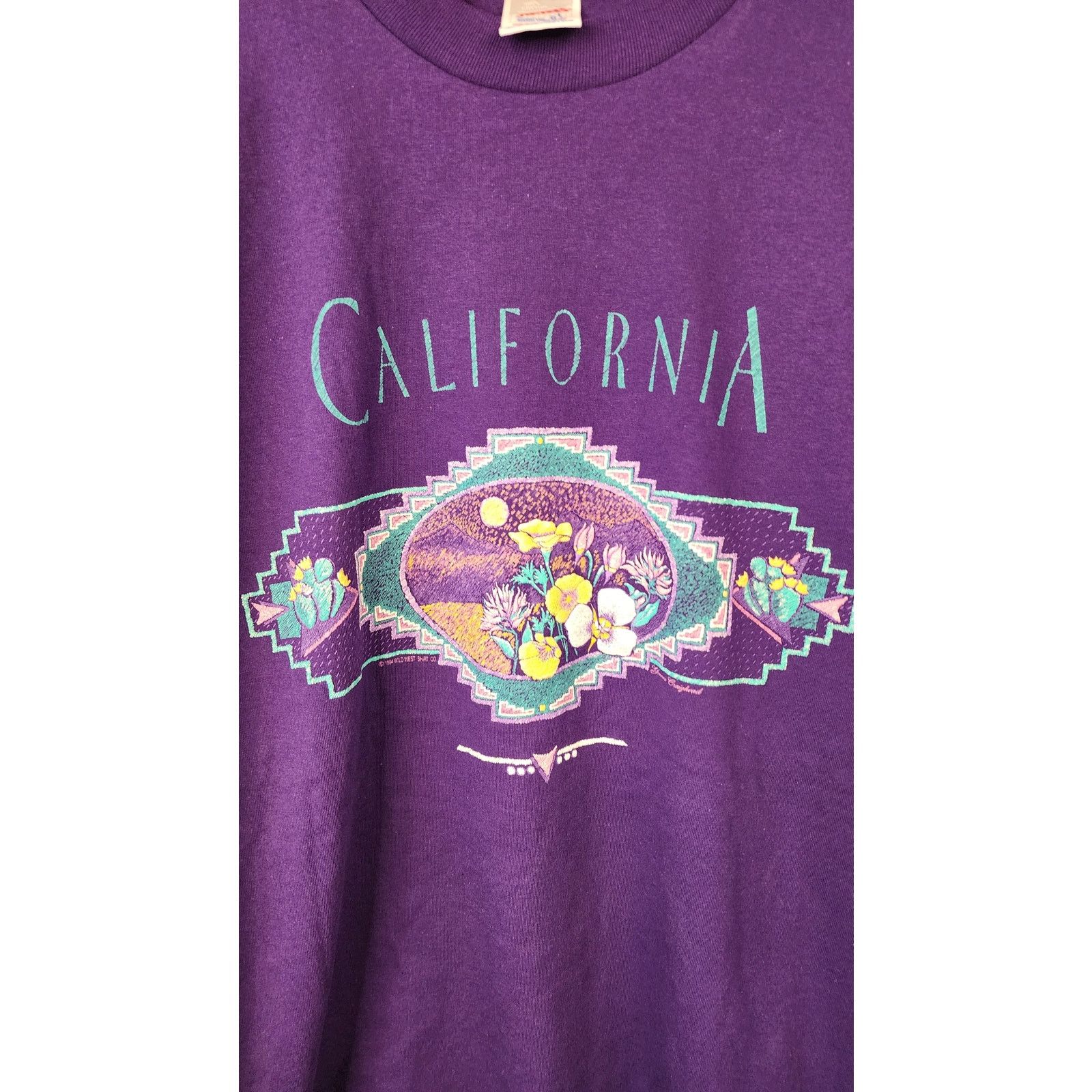 Jerzees Vintage California Flower Shirt Tee T-shirt VTG 90s Large Size US L / EU 52-54 / 3 - 2 Thumbnail