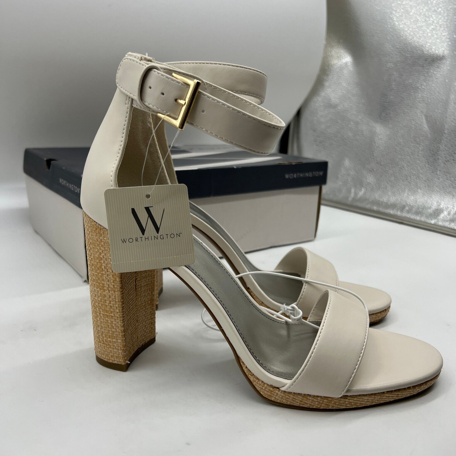 Other Worthington Womens Lynch Heeled Sandals Ivory Size US 11 / IT 41 - 4 Thumbnail