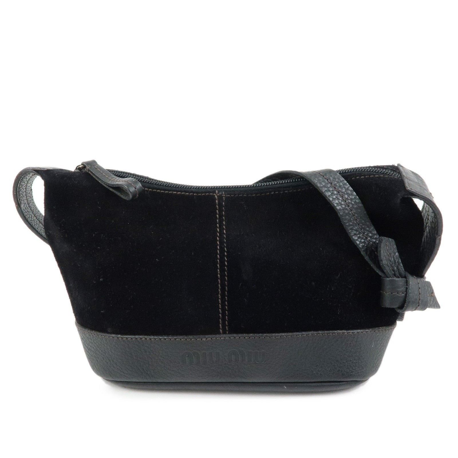 Miu Miu Miu Miu Suede Shoulder Bag Black Size ONE SIZE - 1 Thumbnail