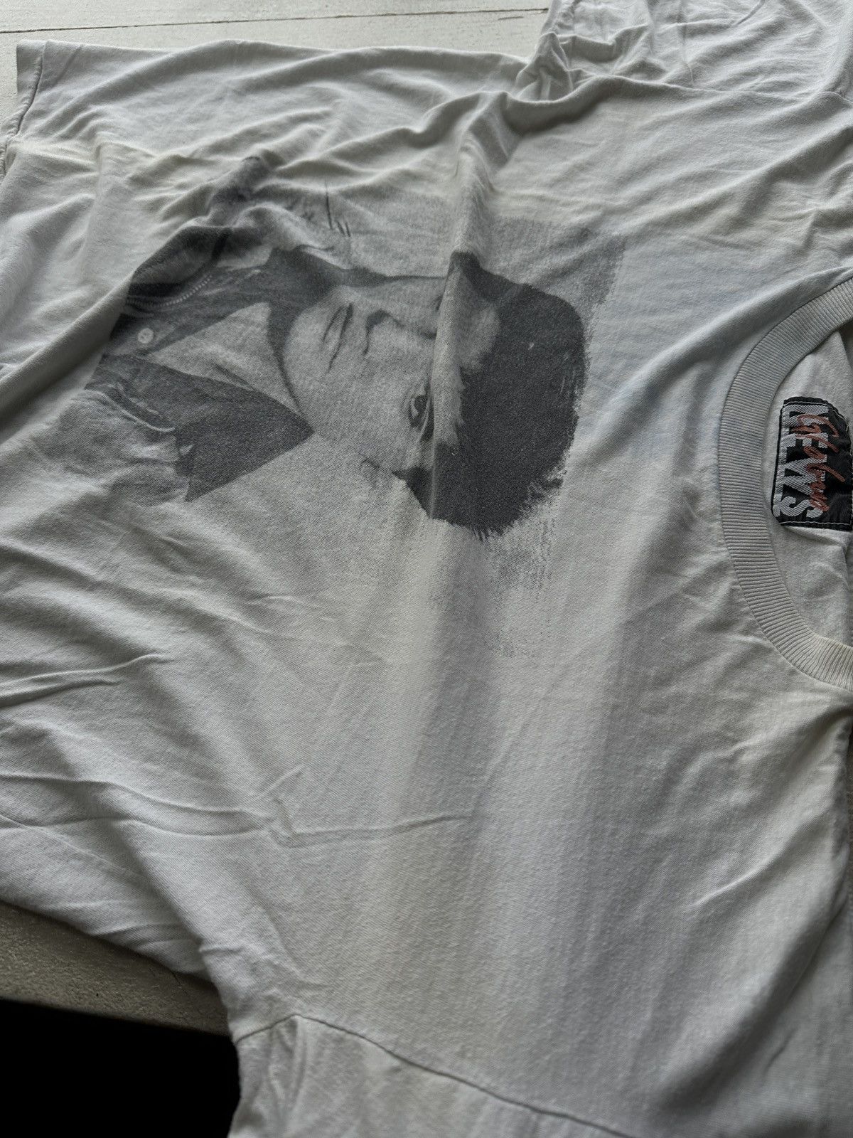 Vintage ARCHIVE 🚨 ELVIS PRESLEY SINGLE STITCH WHITE TEE BIG LOGO 80S Size US XL / EU 56 / 4 - 14 Thumbnail