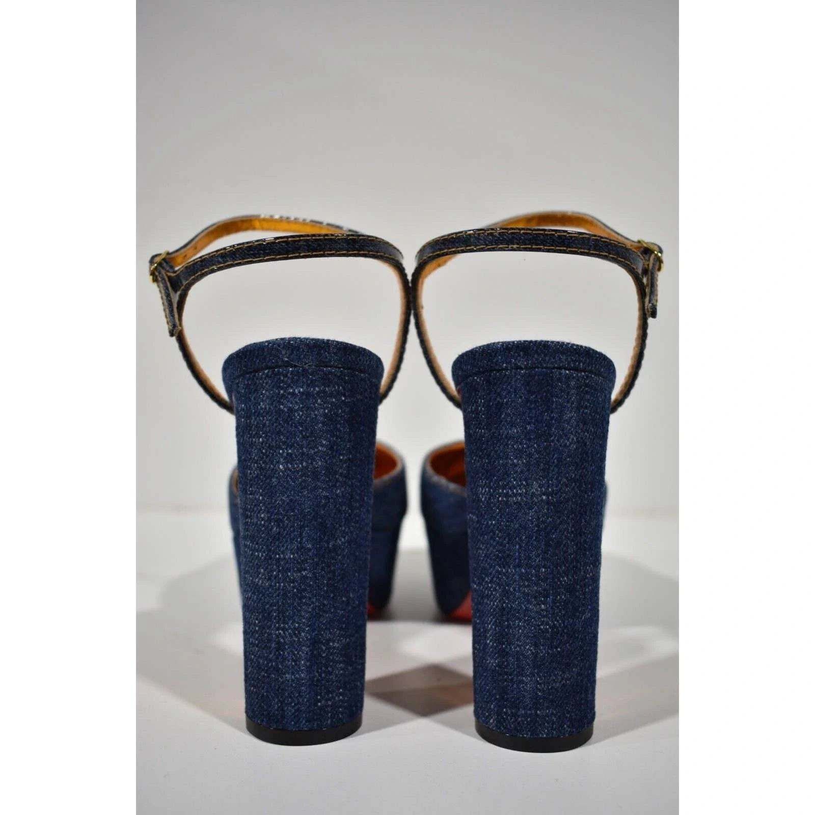 Christian Louboutin Coluna Pump 130 Denim Blue Ankle Strap Platform Heel 36.5 Size US 6.5 / IT 36.5 - 11 Thumbnail