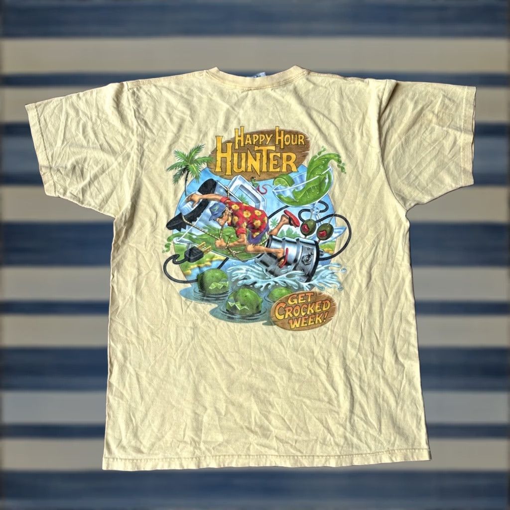 Vintage VINTAGE Caribbean Soul T-Shirt XL Yellow 90s Funny Double-Sided Happy Hour Hunter Mens Crew Neck Short Sleeve USA Size US XL / EU 56 / 4 - 1 Thumbnail