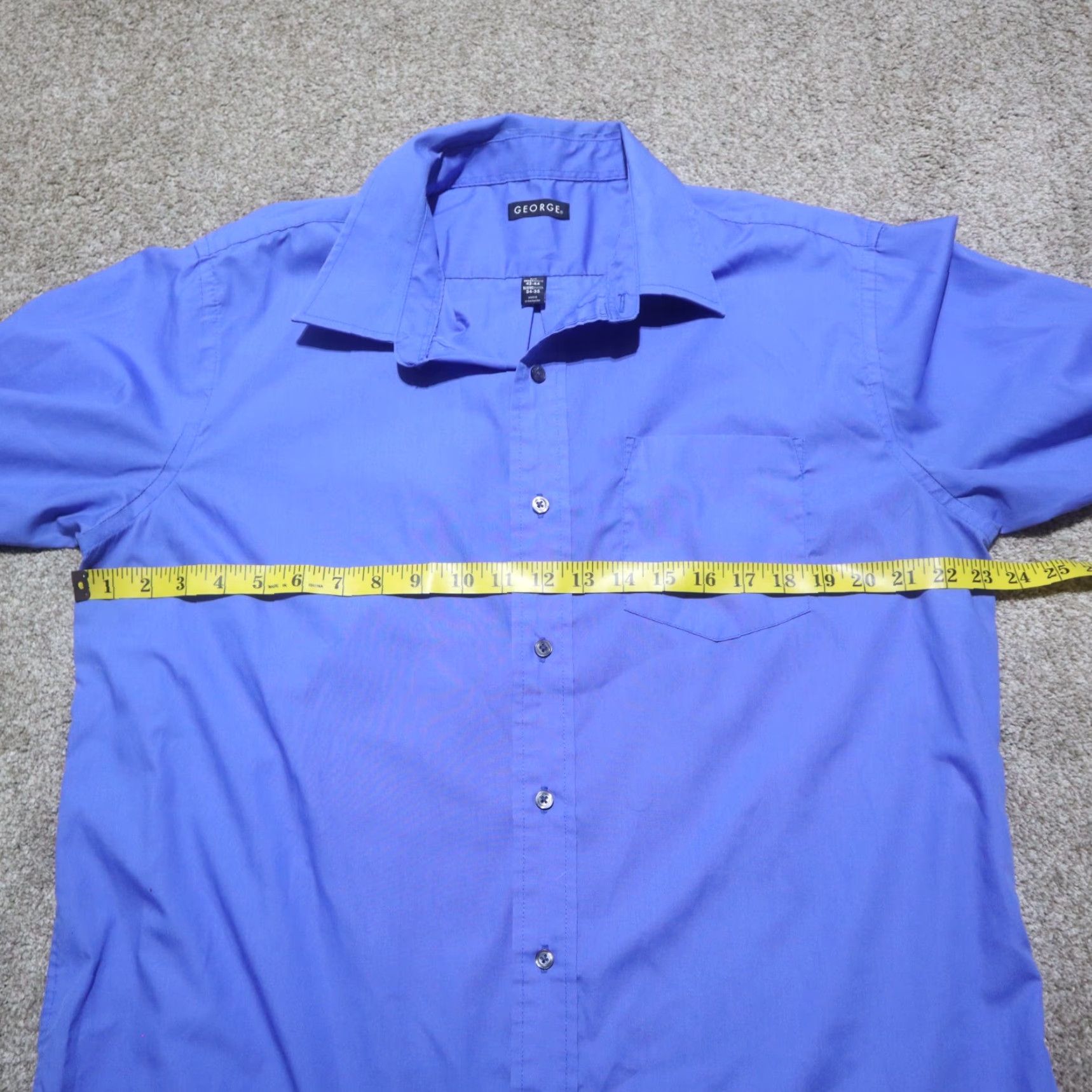 George George Shirt Men L Blue Button-Up Casual 42-44 46 in Cotton Long Sleeve Collared Vintage? No, not vintage Size US L / EU 52-54 / 3 - 4 Thumbnail