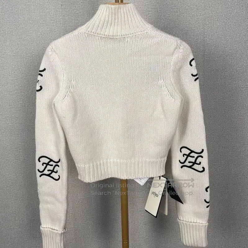 Fendi Fendi White Wool Knit Sweater for Women . Size XS / US 0-2 / IT 36-38 - 2 Thumbnail