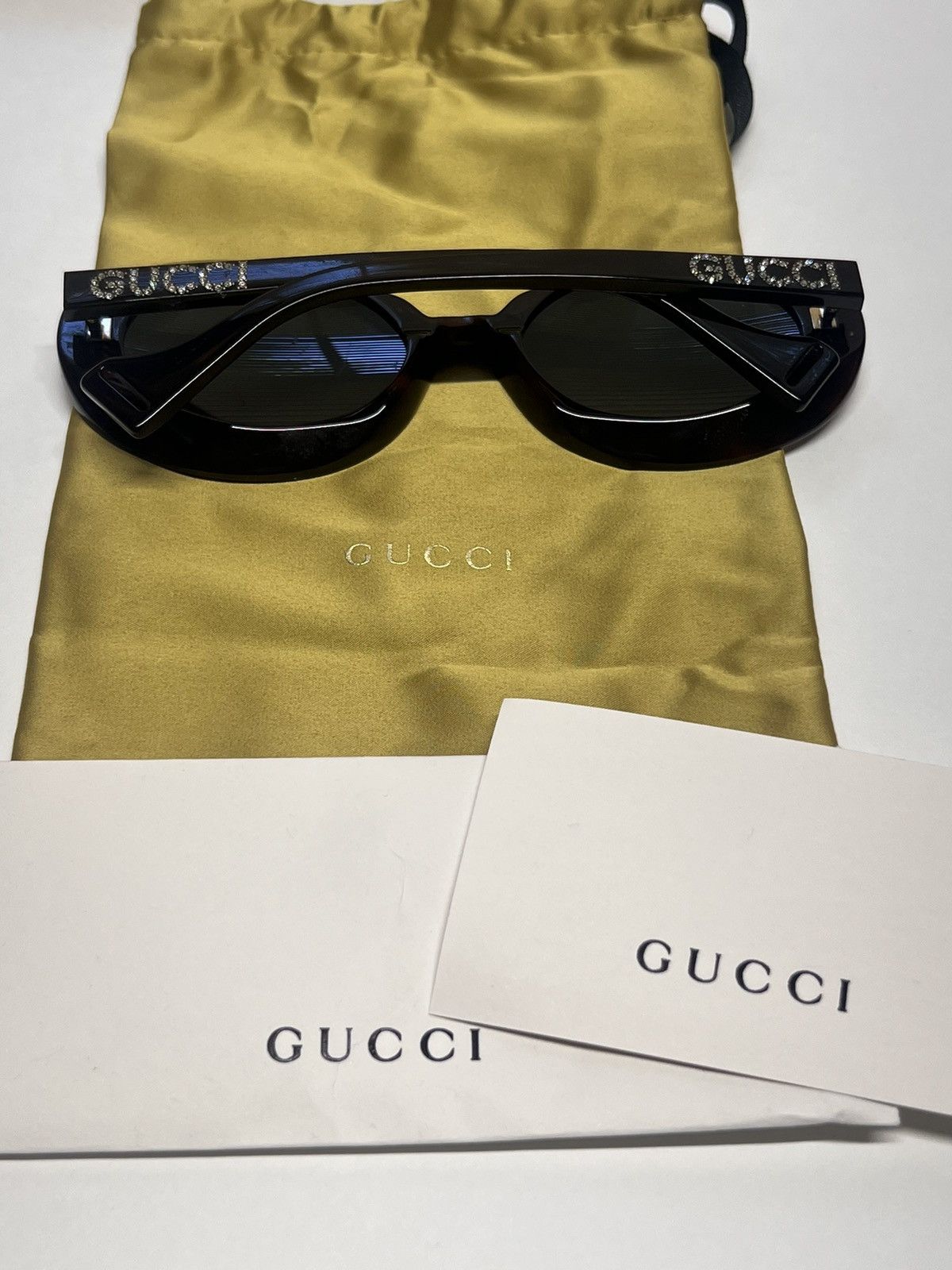 Designer × Gucci × Swarovski Gucci Tortoise Shell Swarovski Diamond Studded Sunglasses Size ONE SIZE - 5 Thumbnail