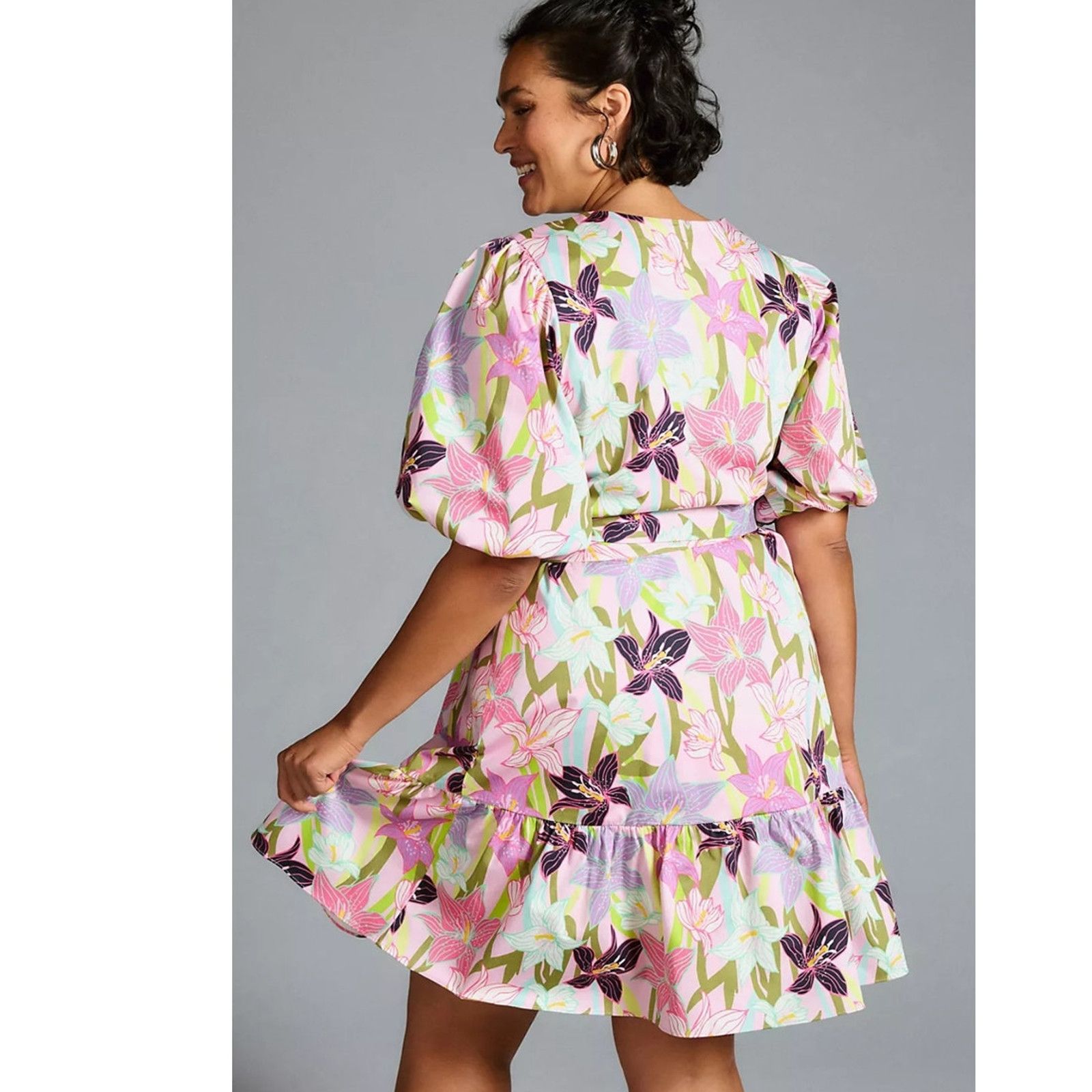 Anthropologie NWT Anthropologie Hutch Puff-Sleeve Wrap Dress $178 XSP Pink Size XS / US 0-2 / IT 36-38 - 4 Thumbnail