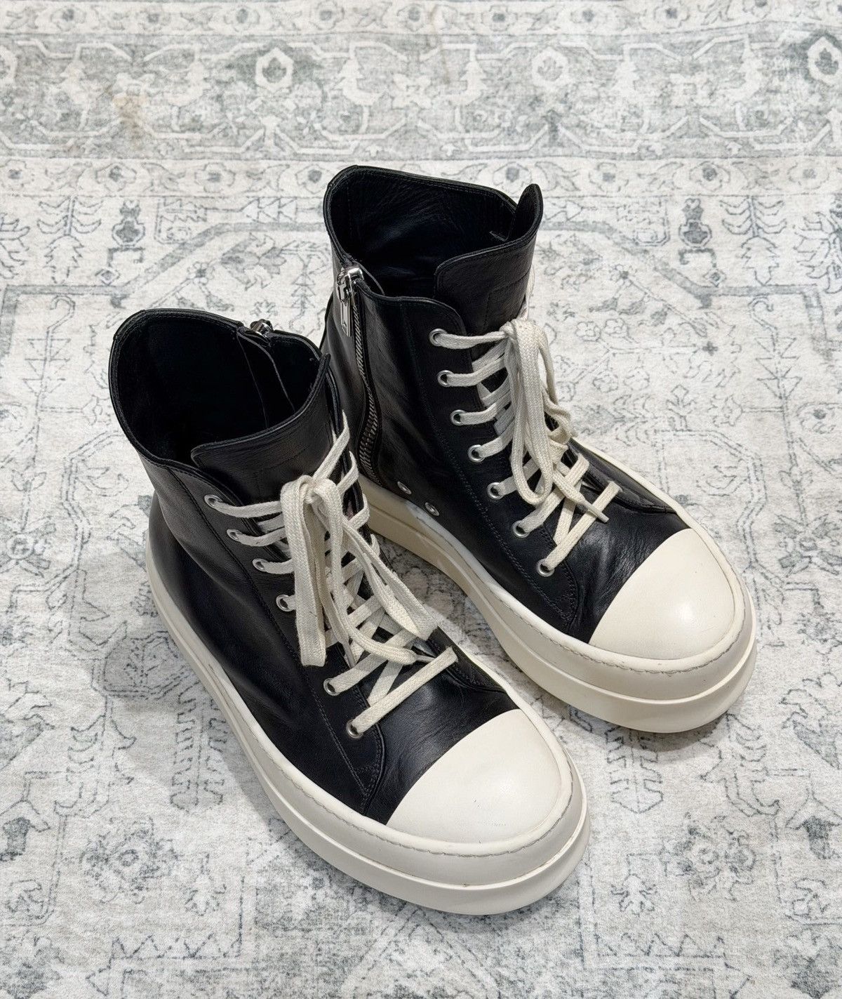Rick Owens Rick Owens Mainline Leather High-Top Converse, Thick Sole Size US 7 / EU 40 - 2 Thumbnail