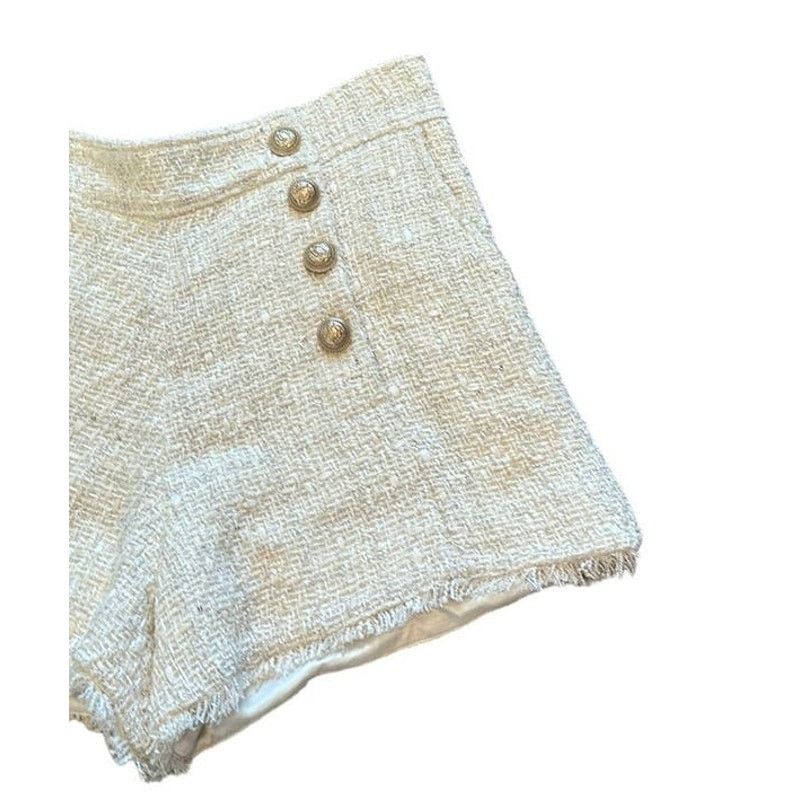 Generation Love Generation Love Women's Medium Ivory Lizzy Tweed Shorts Size 30" / US 8 / IT 44 - 5 Thumbnail