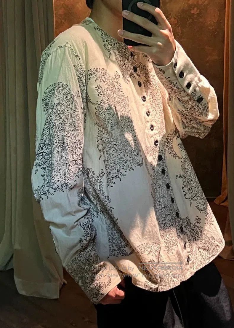 John Alexander Skelton John Alexander Skelton Light yellow plant printed collarles Size US M / EU 48-50 / 2 - 1 Thumbnail