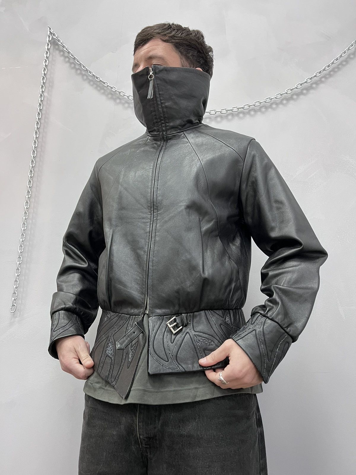 VINTAGE 00s archive Rick Owens Style leather bomber jacket