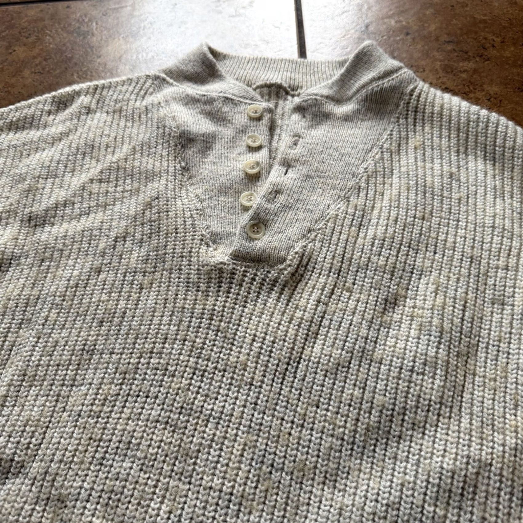 Vintage VTG LL Bean High Trek Yarn Knit Sweater FISHING Henley Neck Mens Hiking Pullover Crewneck Mock Neck Knitted Wool Blend Fall Winter Casual Travel Size US S / EU 44-46 / 1 - 3 Thumbnail