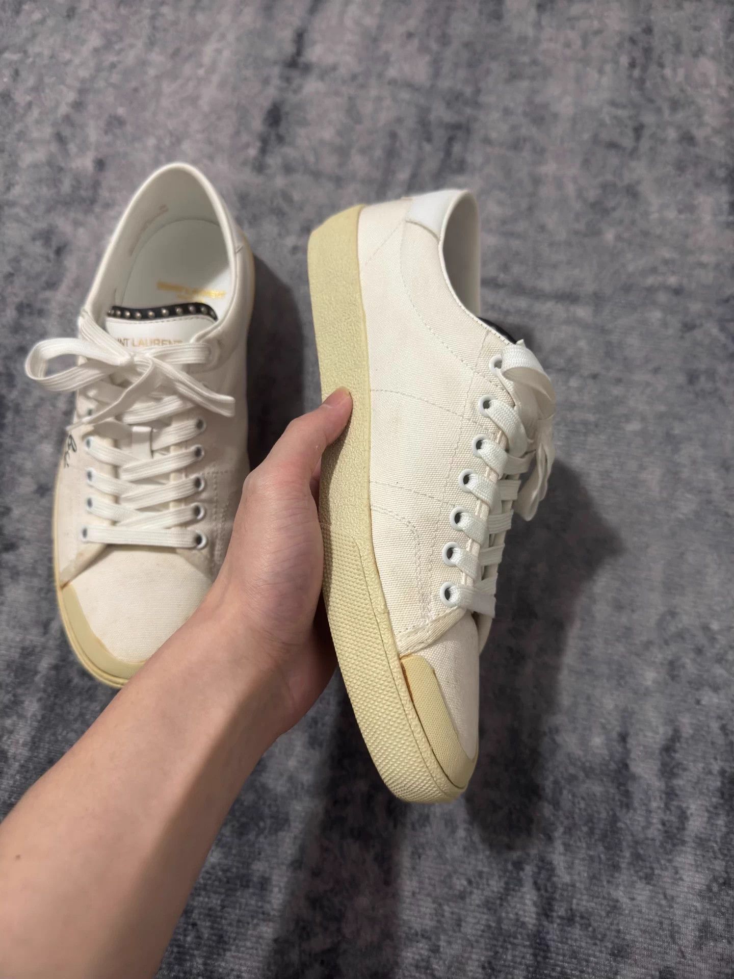 Saint Laurent Paris SLP 16ss Canvas Distressed Yeah Baby Embroidery Skate Shoes Size US 7 / EU 40 - 3 Thumbnail